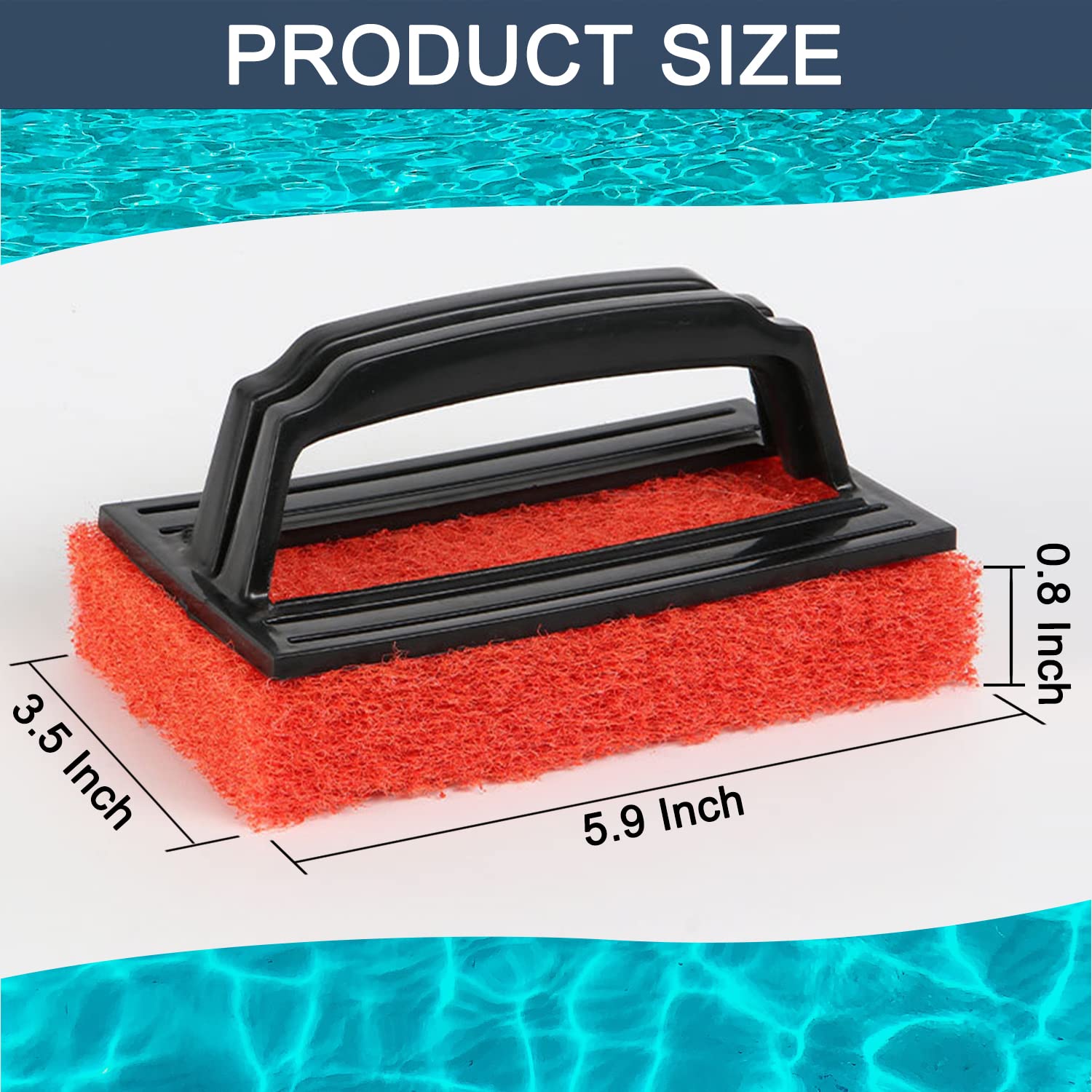 3 Pack Handheld Pool Scrub Brush - Heavy Duty Swimming Pool Cleaning Brush with Sponge Pad for Walls, Tiles, Floors & Steps | Multi-Surface Scrubber for Kitchen, Bathroom Tub & Spas | Perfect for Pool Maintenance, Household Cleaning & Spa Care