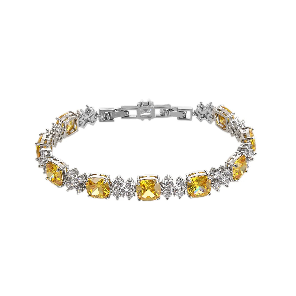 Luxurious Cubic Zirconia Red Green Blue Austrian Crystal Flower Bracelet for Women - Elegant Fashion Jewelry Gift for Birthday, Anniversary & Special Occasions