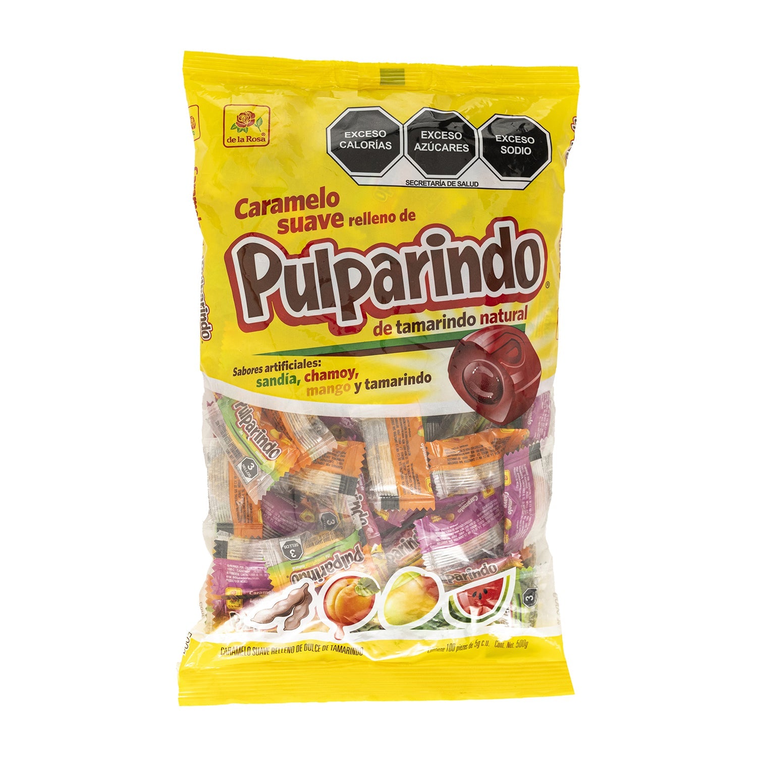 De La Rosa Pulparindo Suave Tamarind Candy | 100ct Bulk Bag | Sweet & Spicy Mexican Treat for Parties, Snacks & Gifts
