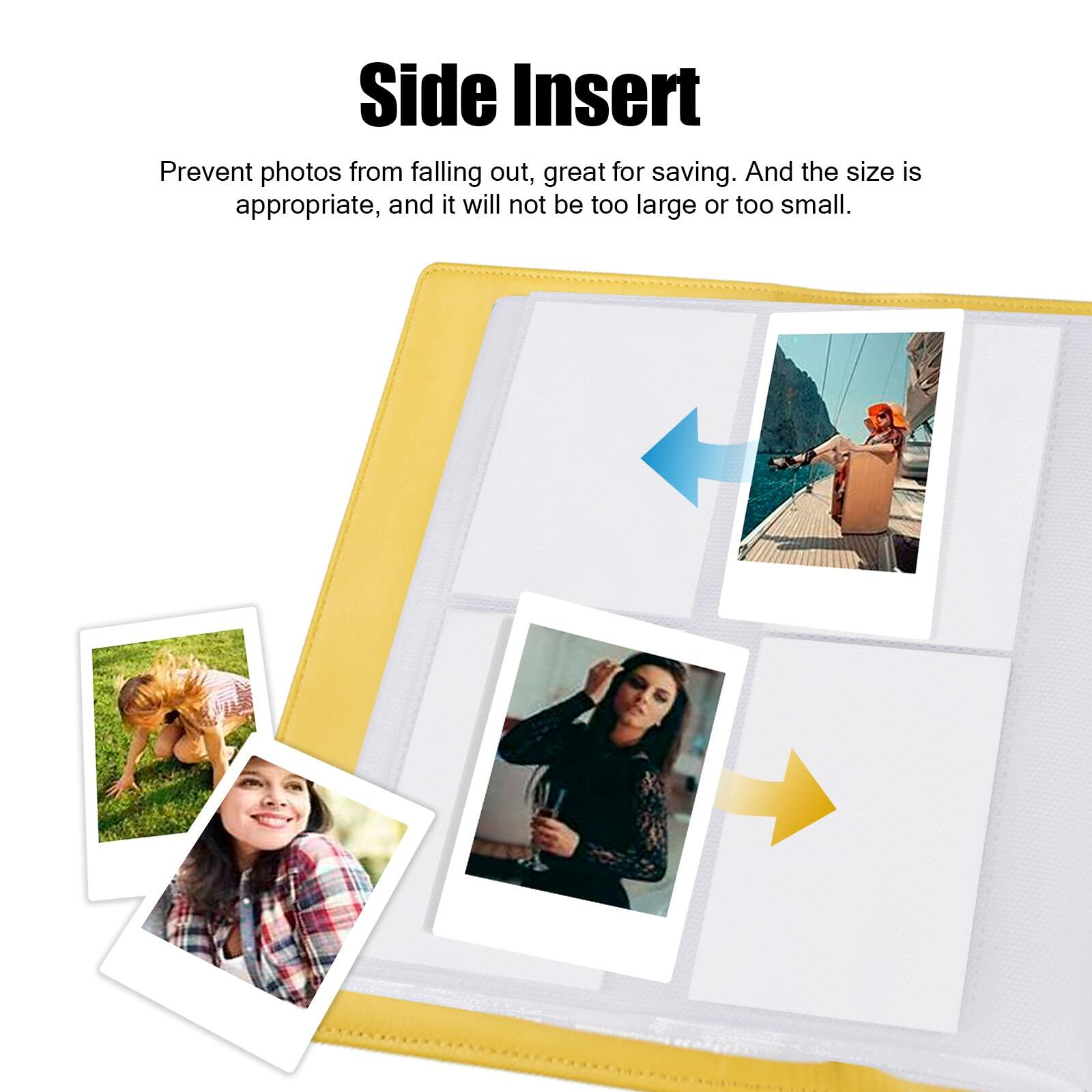 256 Pockets Photo Album for Fujifilm Instax Mini & Polaroid 2x3 Photos - Yellow Scrapbook for Instant Camera Prints | Perfect for Travel Memories, Wedding Keepsakes & DIY Projects