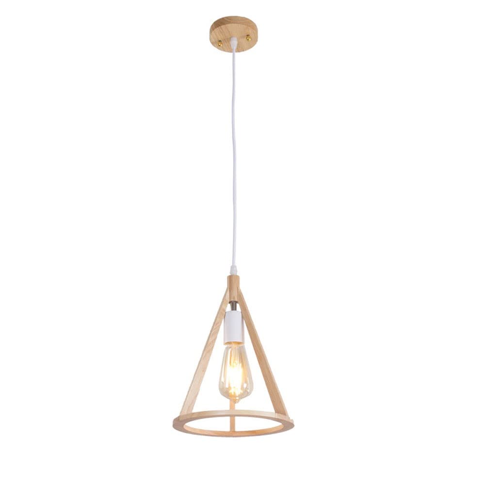 Nordic Solid Wood Pendant Lamp - Modern Minimalist Ceiling Light with Edison E27 Bulb for Living Room, Bedroom, Hallway, Foyer & Hotel Decor | Warm White Wooden Hanging Fixture for Cozy Home Ambiance