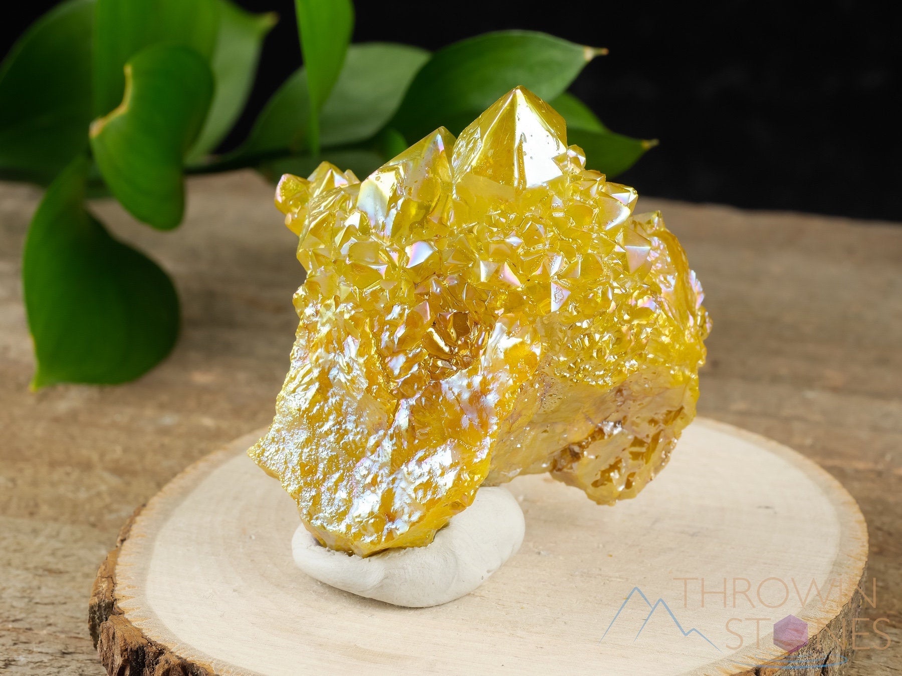 Rainbow Aura Quartz Crystal Cluster - Sunshine Yellow Spirit Quartz for Healing & Meditation | Natural Crystal Decor R0519 | Perfect for Home Decor, Yoga Spaces & Spiritual Gifts