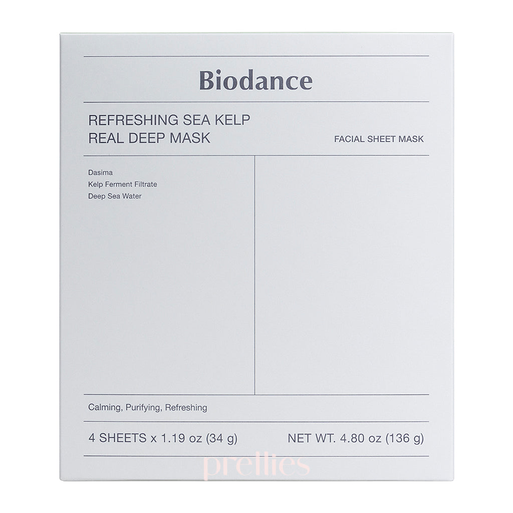 BIODANCE Refreshing Sea Kelp Deep Hydrating Face Mask - 4 Pack for Glowing Skin | Korean Skincare for Dry & Dull Complexion - Perfect for Spa Night & Self-Care Routine