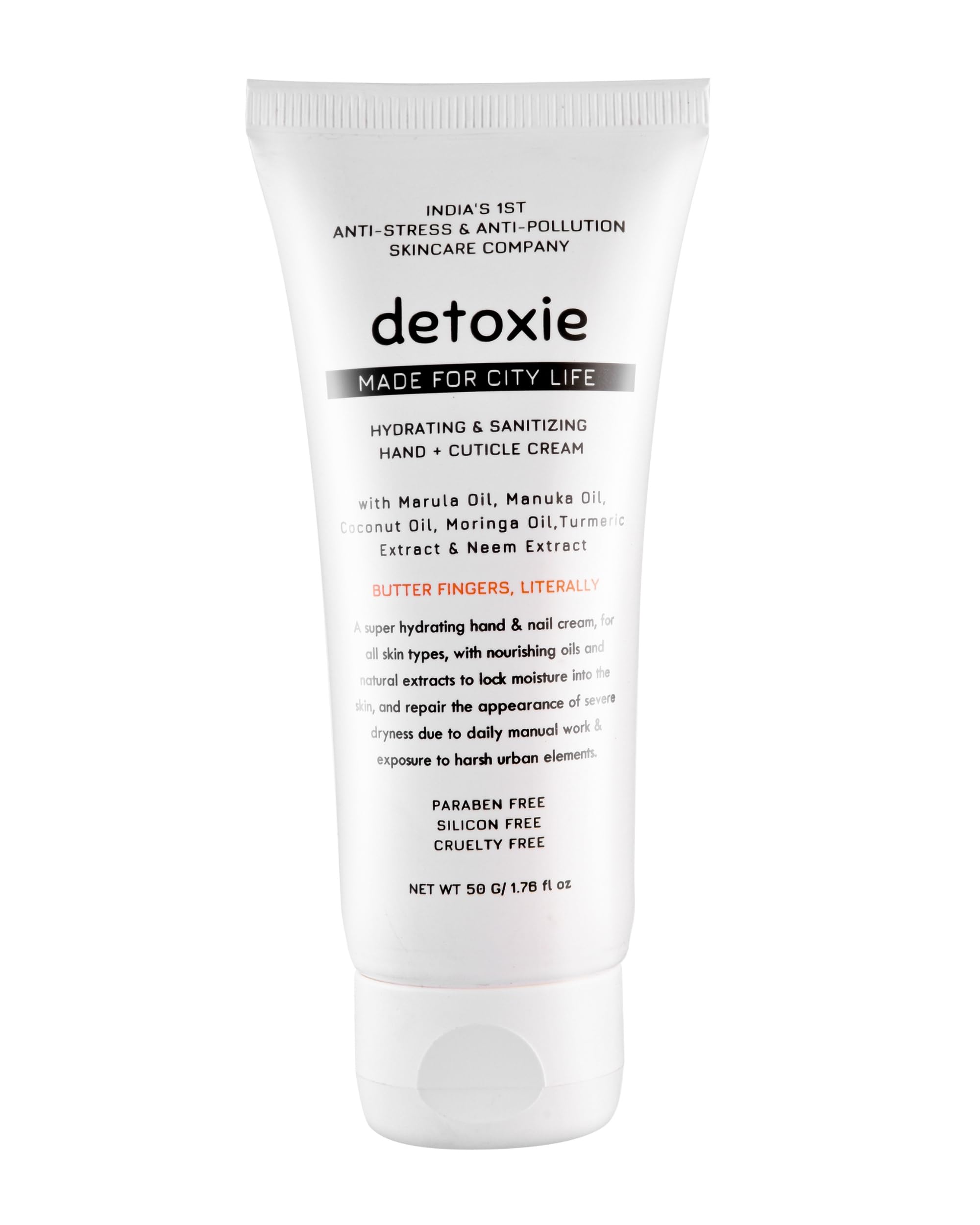 Detoxie Hydrating & Softening Hand Cream for Dry, Rough Hands - Manuka Oil, Marula Oil, Shea Butter & Neem Infused - Anti-Bacterial Moisturizer (50g) | Perfect for Winter Care, Office Use & Travel Skincare