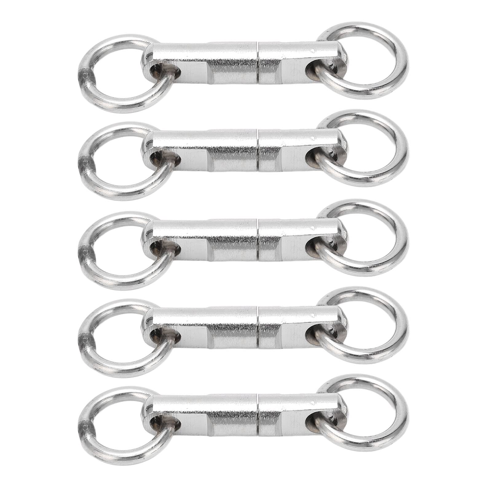 Alomejor 5pcs Stainless Steel Fishing Swivels - Ball Bearing Hook Connectors with Rotating Rings for Saltwater & Freshwater Fishing | Ideal for Lure Fishing, Trolling & Baitcasting