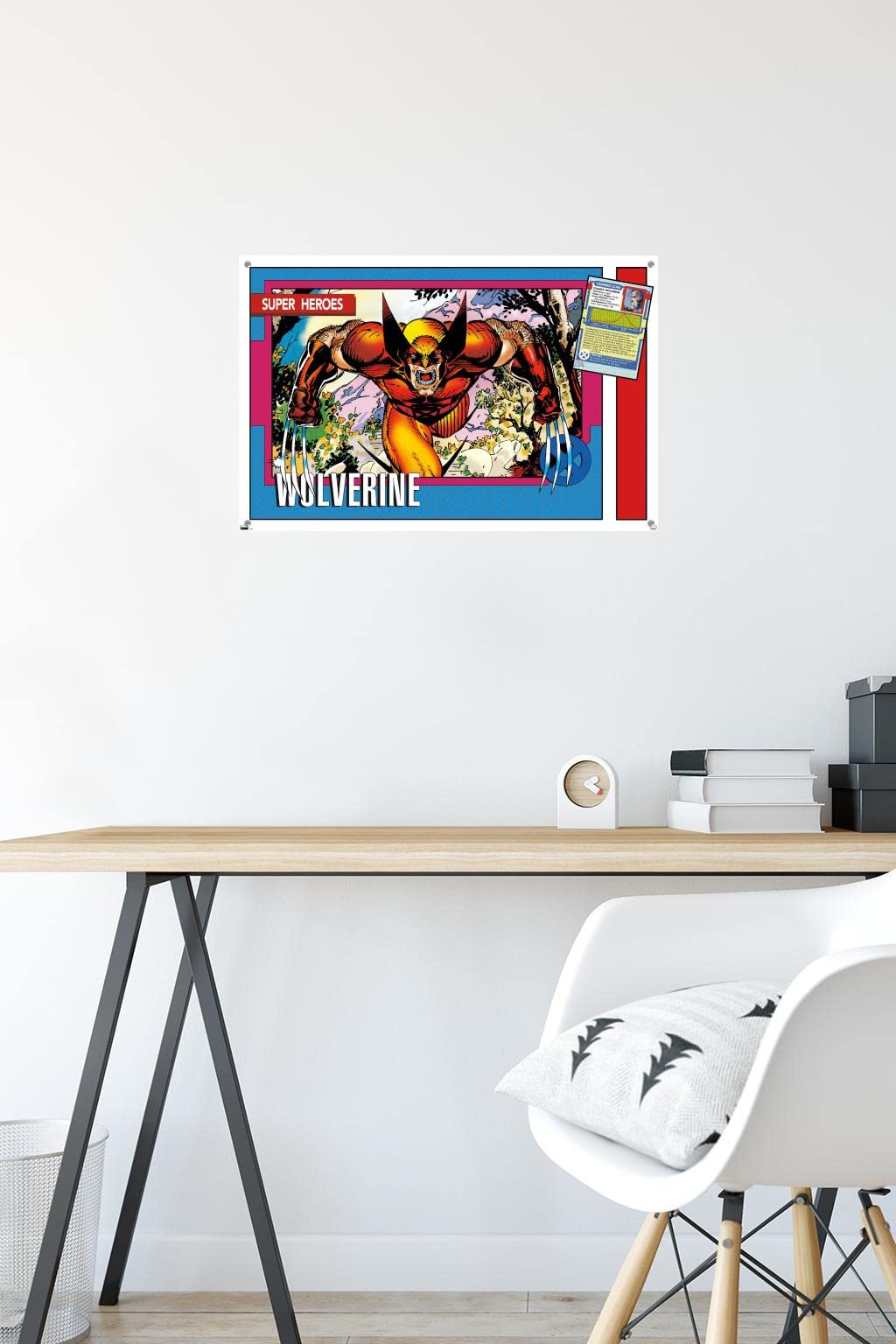 Marvel Wolverine Trading Cards & Wall Poster Set with Push Pins - Collectible Superhero Decor for Bedroom, Game Room, and Comic Book Fan Gifts