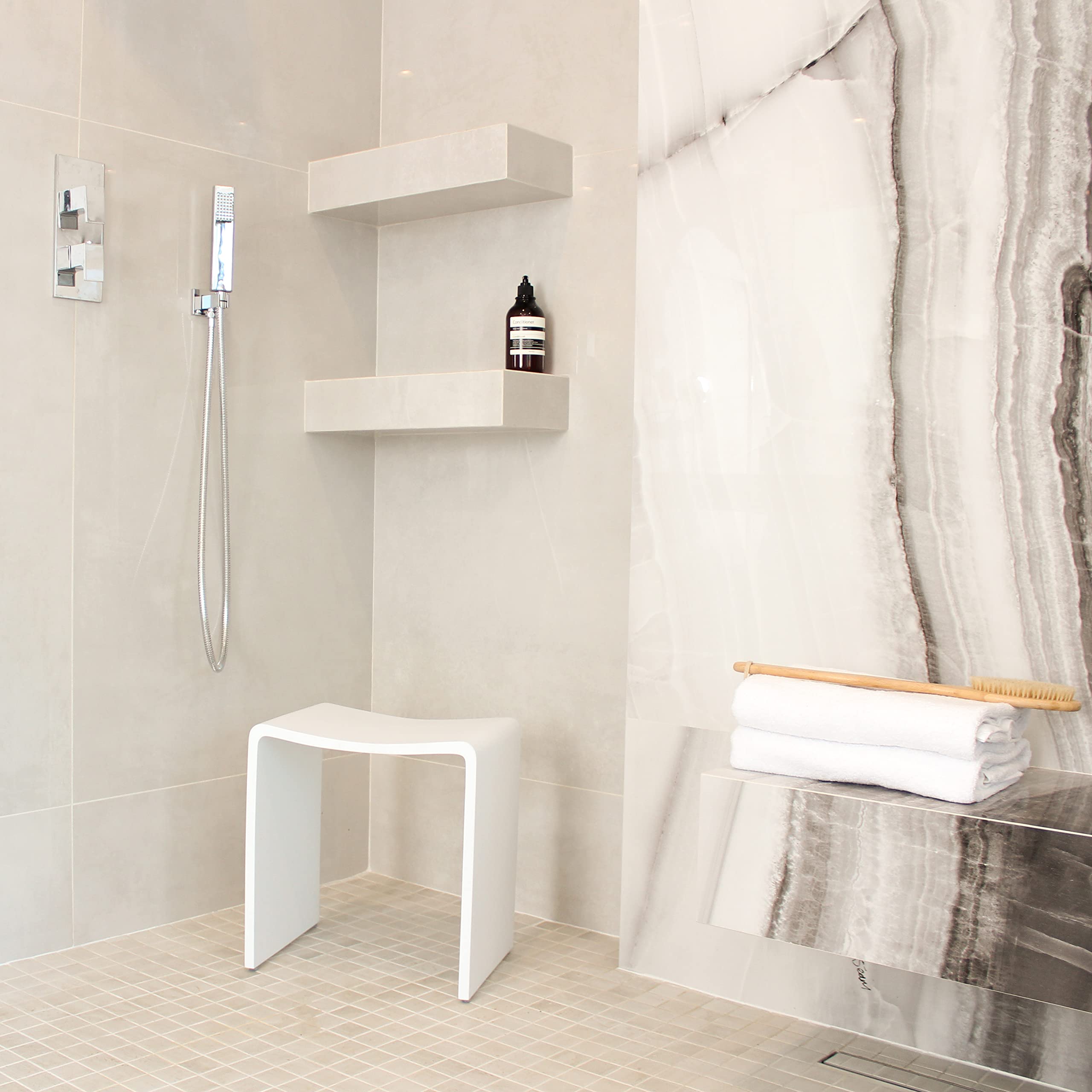 Refine RM2 Waterproof Shower Chair with Non-Slip Seat - 300 lbs Weight Capacity, FSA/HSA Eligible Medical Bath Stool (17