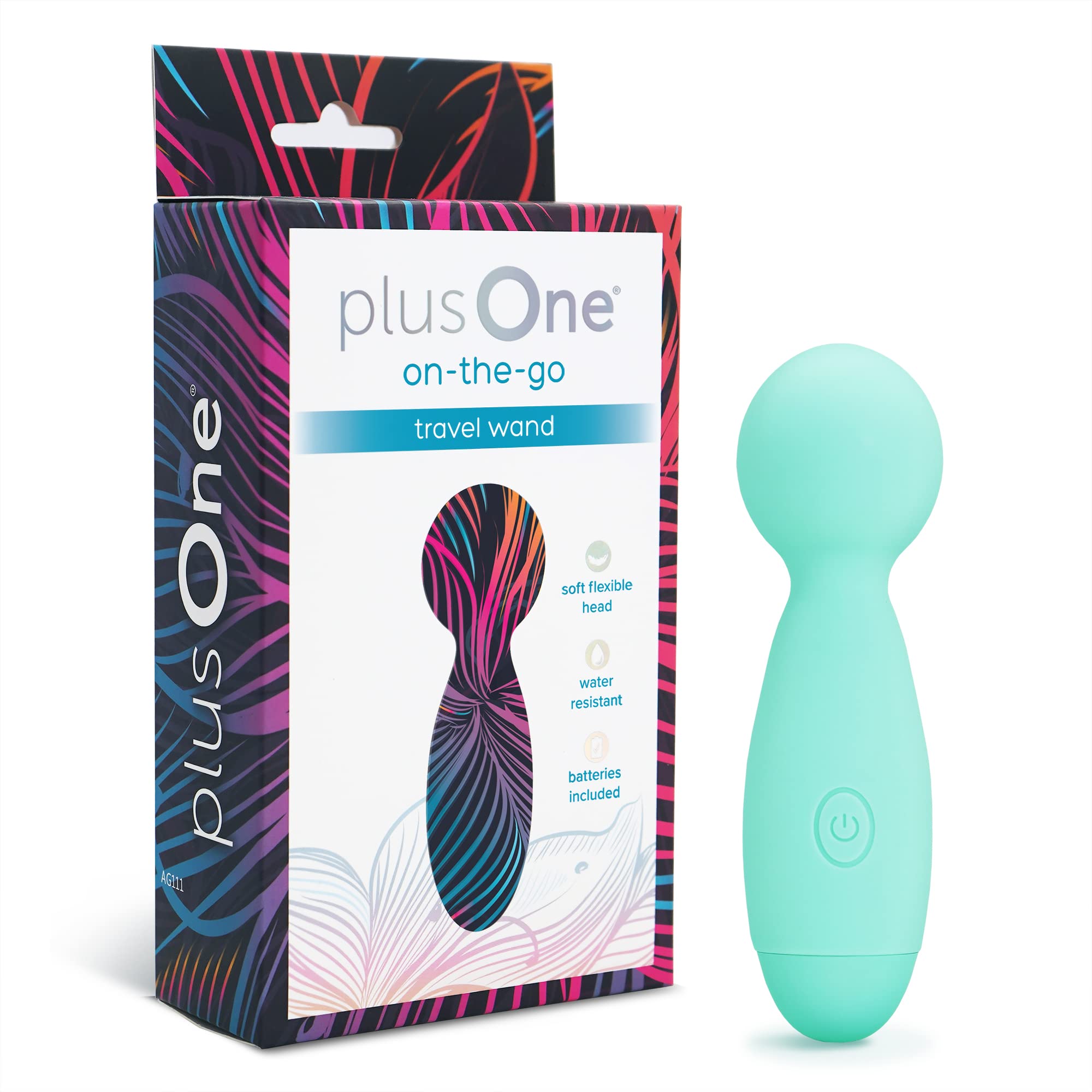PlusOne Travel Vibrating Wand - Waterproof Body-Safe Silicone Personal Massager with 10 Vibration Settings, Teal - Perfect for Relaxation, Muscle Relief & Intimate Pleasure at Home or On-The-Go