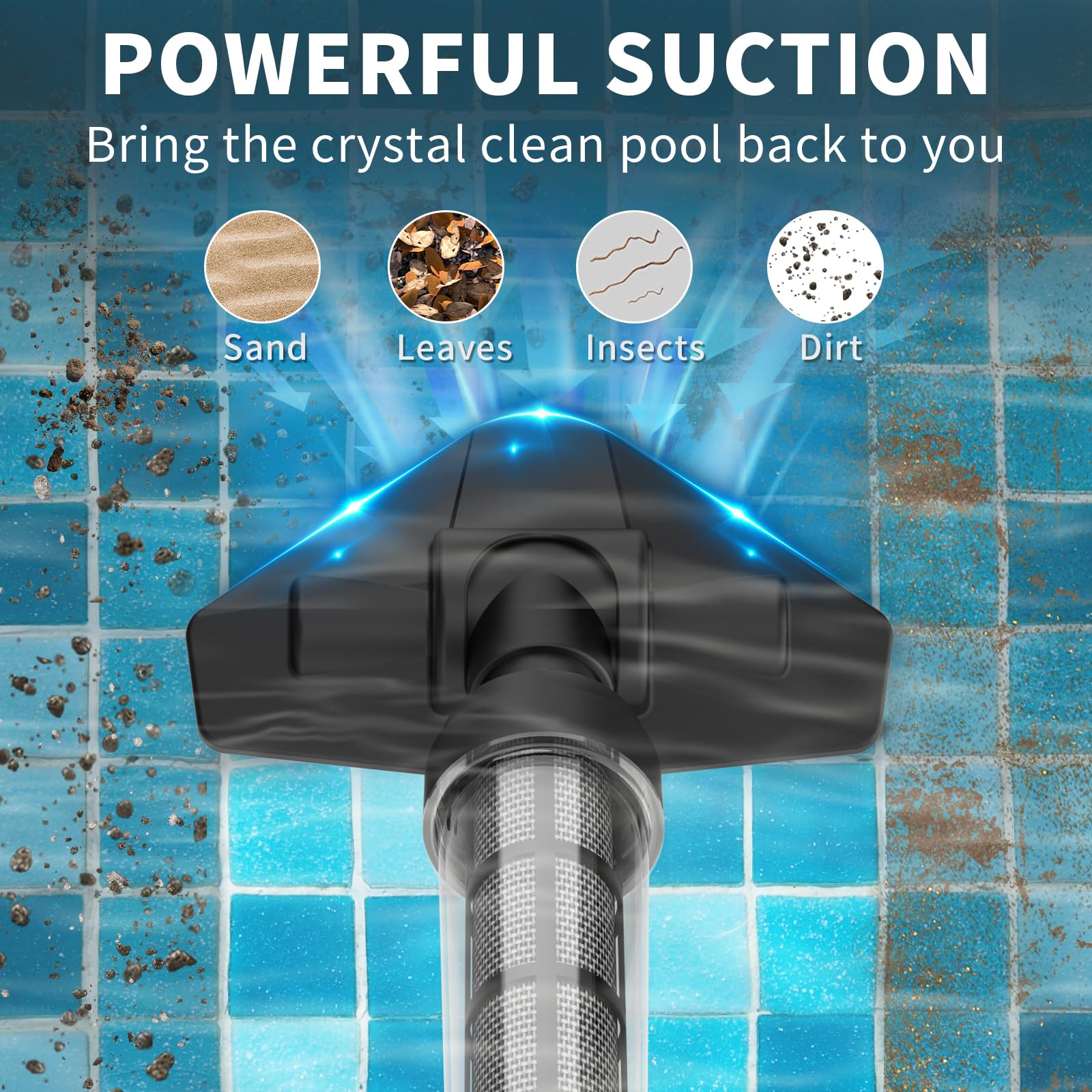 Cordless Rechargeable Pool Spa Hot Tub Vacuum Cleaner - Handheld Pool Cleaner for Sand, Debris, Leaves - Ideal for Small Pools, Above Ground Pools, Hot Tubs, Spas, Green Water - Perfect for Backyard, Patio, Inflatable Pools