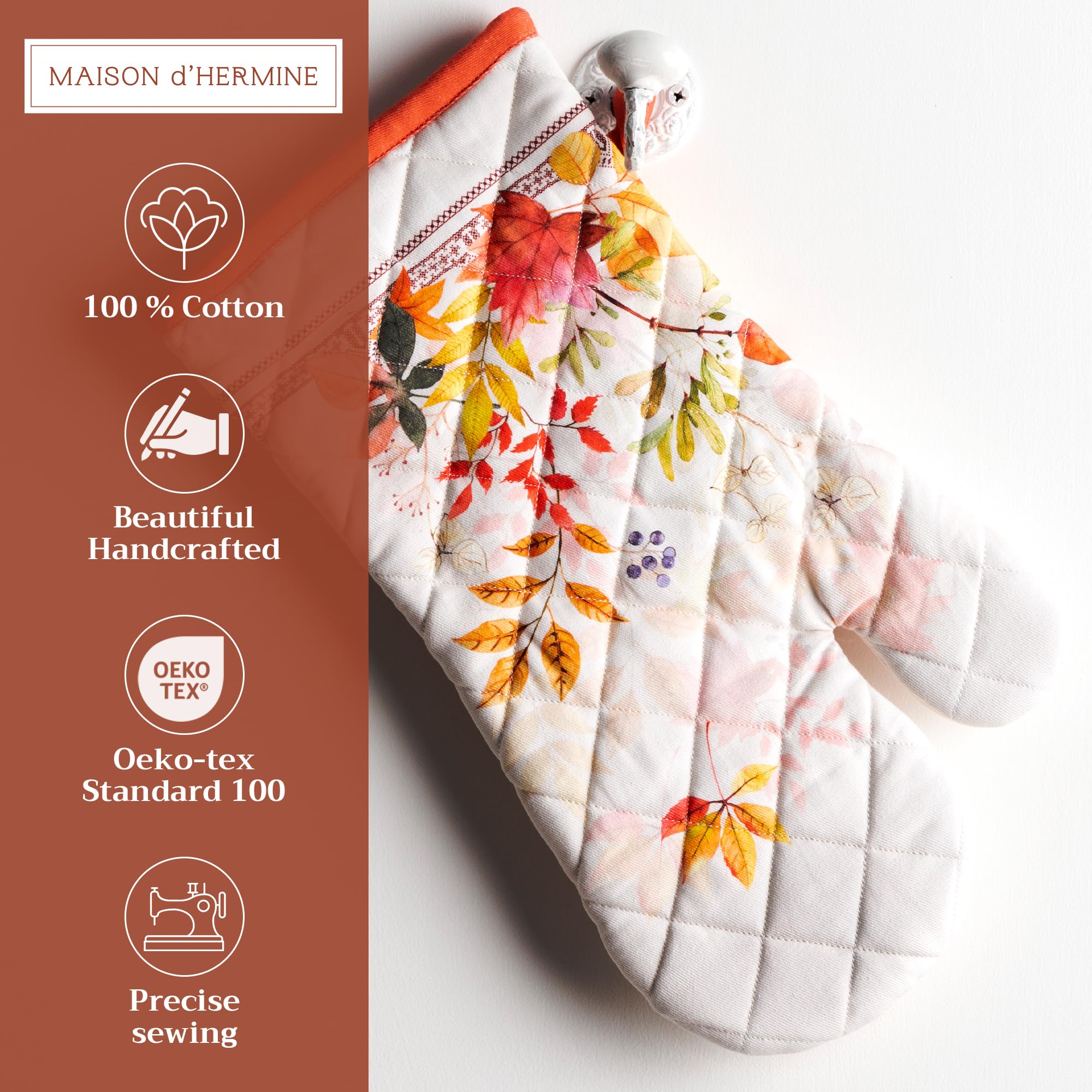 Heat Resistant 100% Cotton Oven Mitts (7.5
