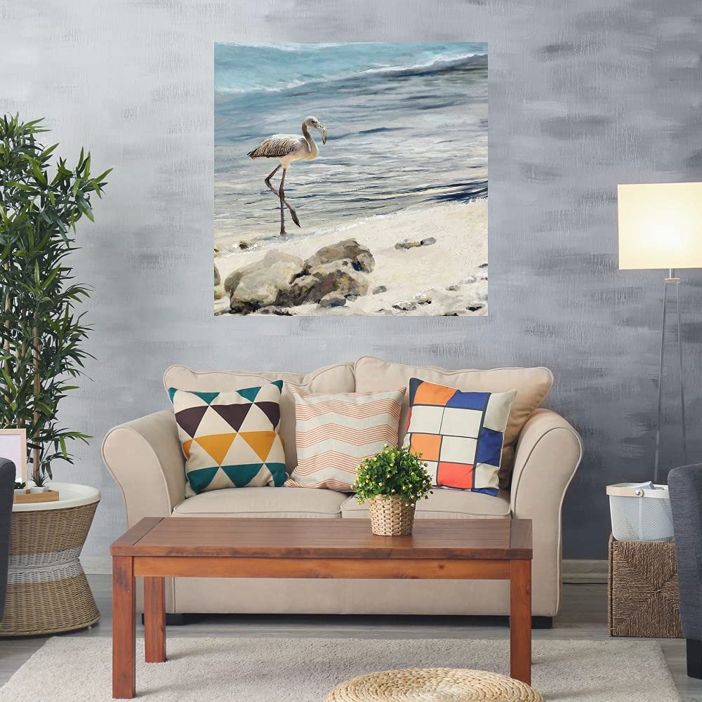 Hand-Painted Shorebird Fine Art Canvas Wall Decor - 37x37 Inch Ready to Hang Painting for Living Room, Bedroom & Office - Coastal Theme Home Decor | Perfect for Beach House, Nautical Nursery & Seaside Dining Room
