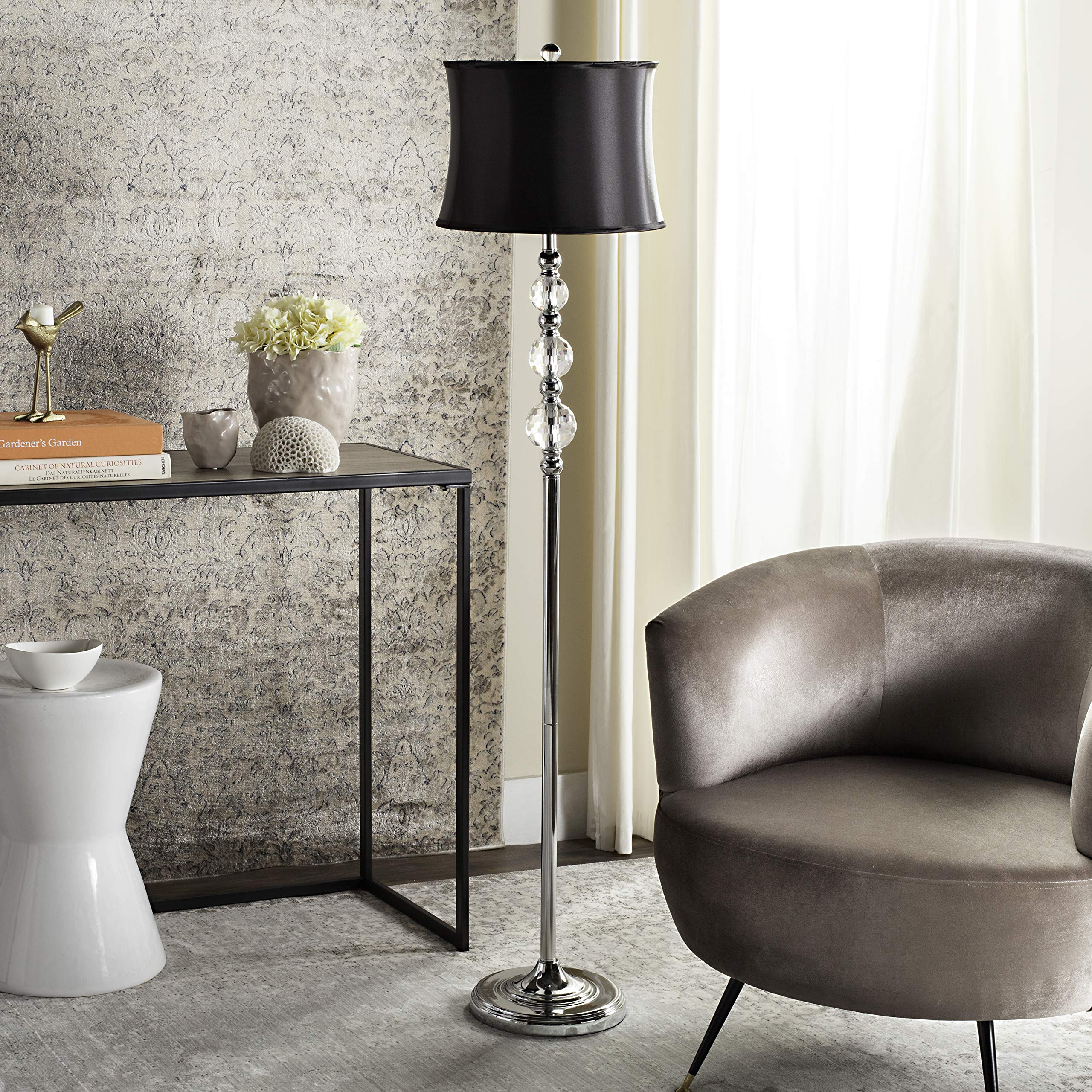 SAFAVIEH Venezia 61-inch Crystal & Black Floor Lamp with LED Bulb - Modern Standing Light for Living Room, Bedroom, Home Office - Elegant Lighting for Reading, Relaxation & Home Decor