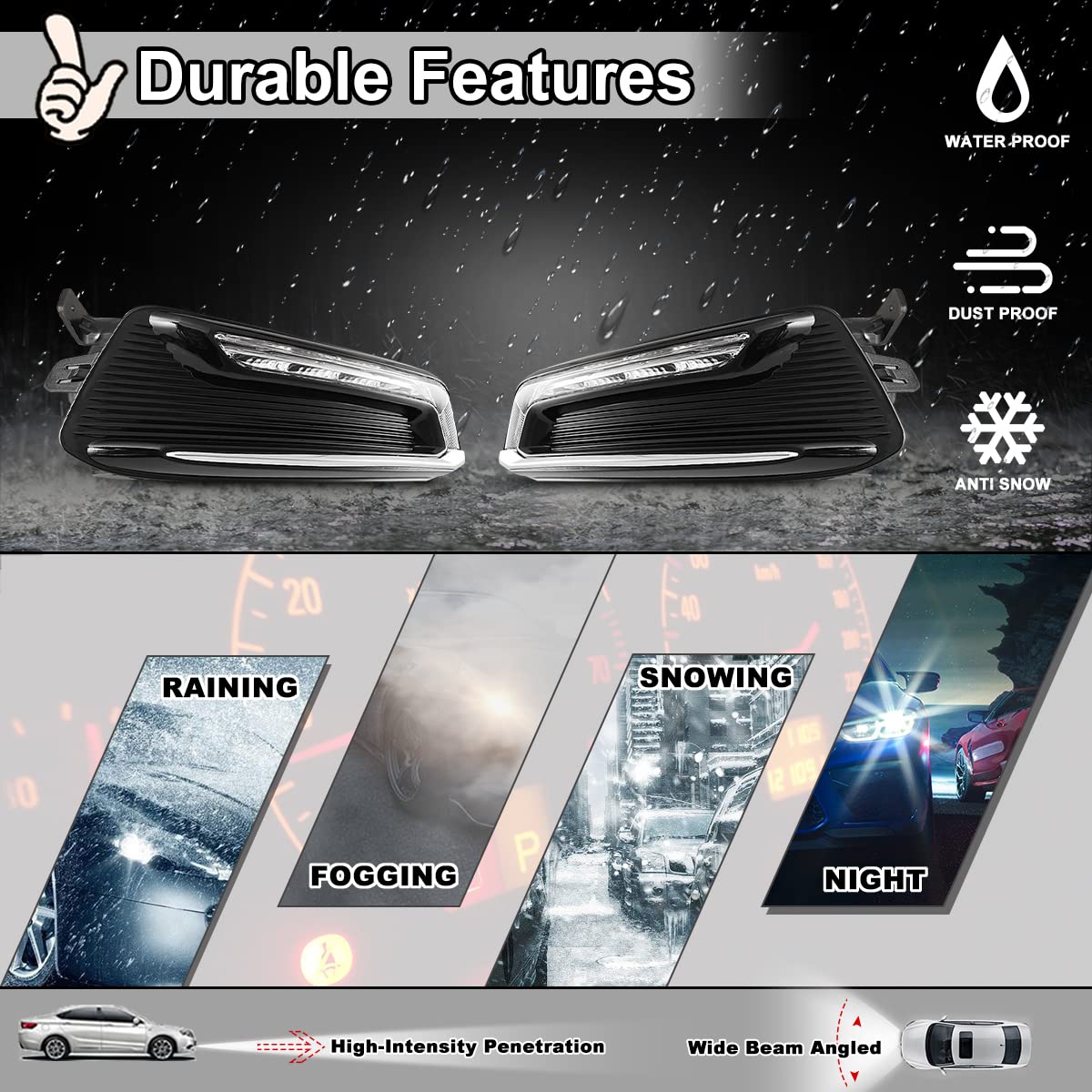 Nixon Offroad LED DRL Fog Light Kit for 2014-2020 Chevy Impala - Clear Lens, Wiring Harness & Universal Switch - Perfect for Night Driving & Off-Road Adventures