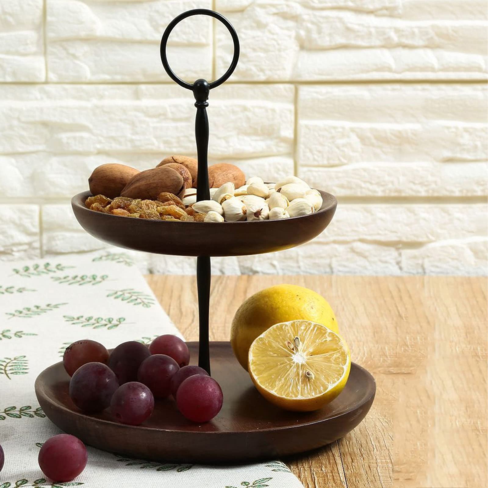 3-Tier Wooden Fruit Basket - Dried Fruit & Candy Serving Tray, Multi-Purpose Snack Organizer for Kitchen, Dining Table, and Party Decor
