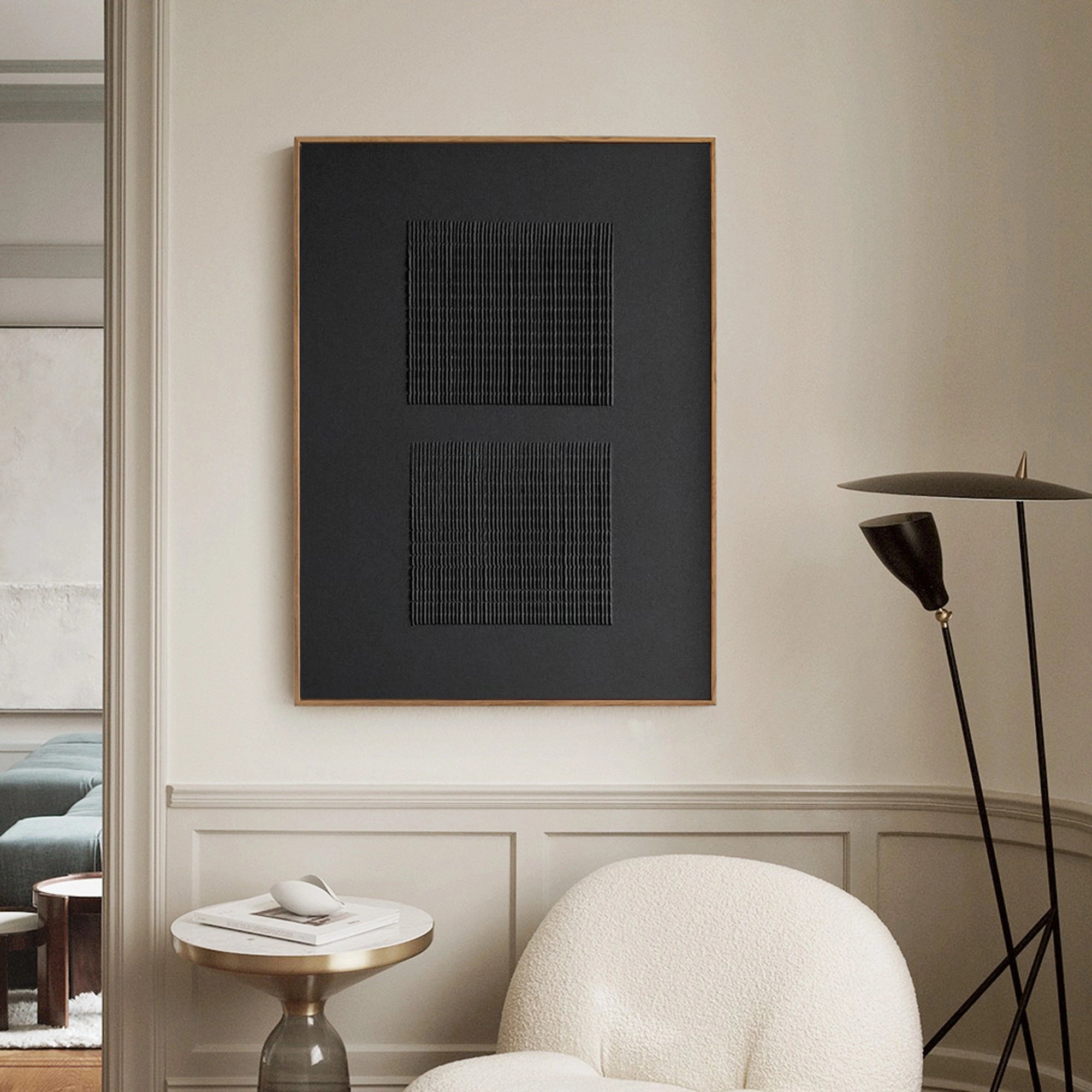 Black Minimalist Textured Painting Canvas Wall Art - Modern Abstract Home Decor for Living Room, Bedroom & Office #MZ012