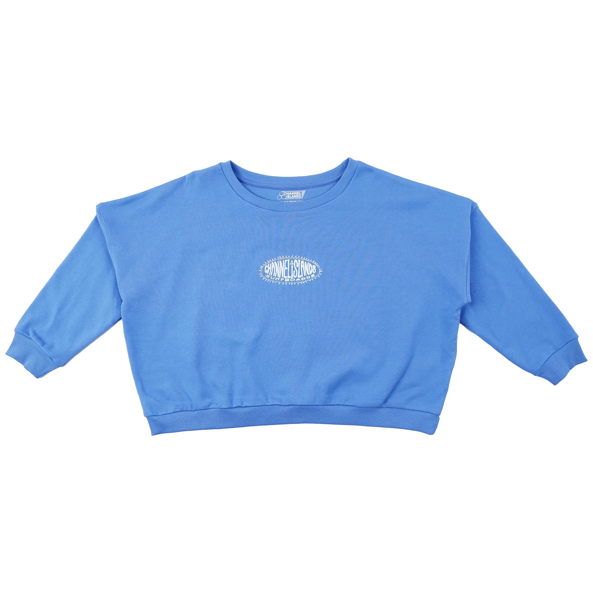 Channel Islands Starburst Crew Women's Long Sleeve Sweater - Soft Cotton Blend Pullover for Casual Wear & Fall Fashion in Lagoon Blue