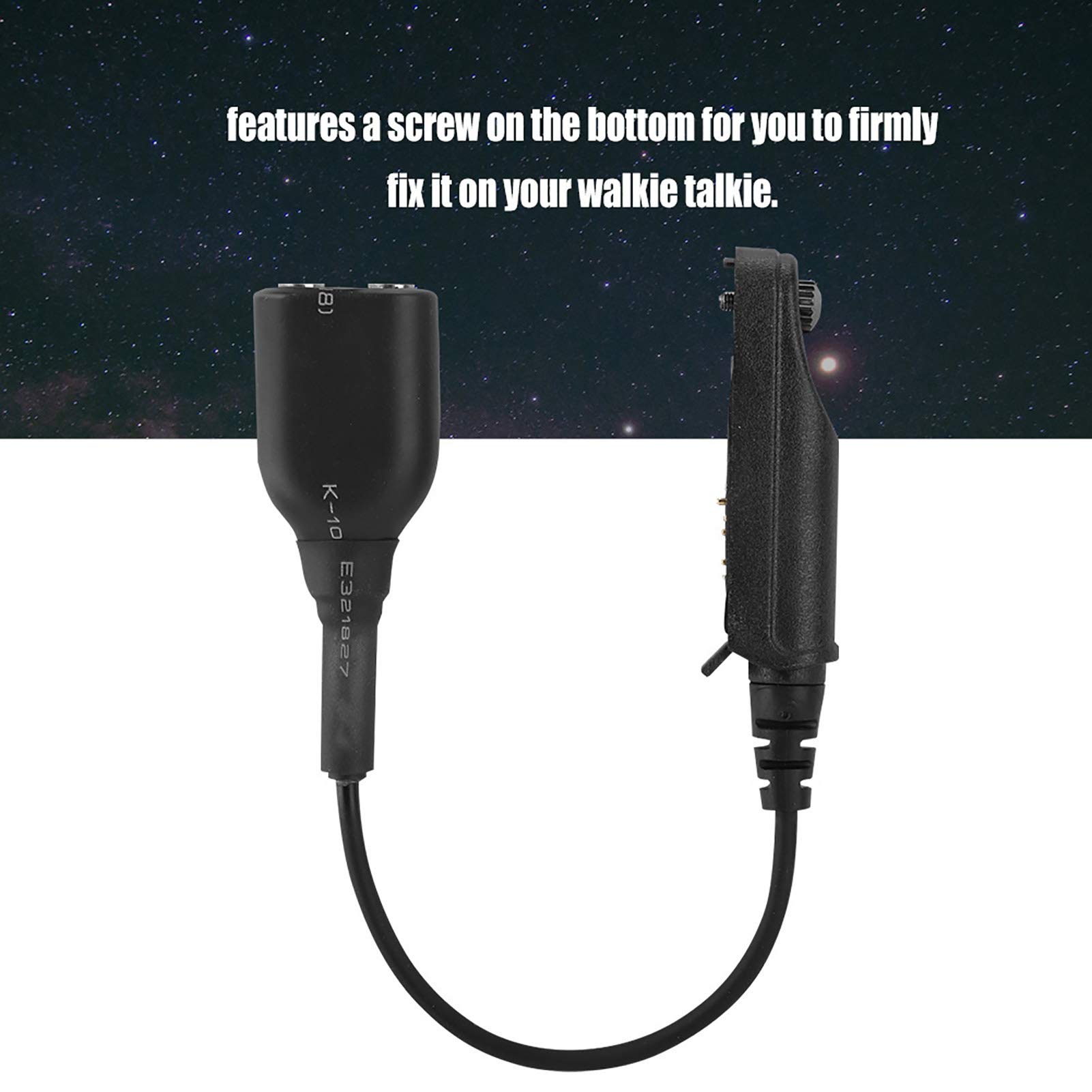 2-Pin Standard K Plug Audio Cable Adapter for Baofeng UV-5R, UV-82, Retevis RT5 & More - Walkie Talkie Headset Adapter for Communication, Outdoor Activities & Emergency Use