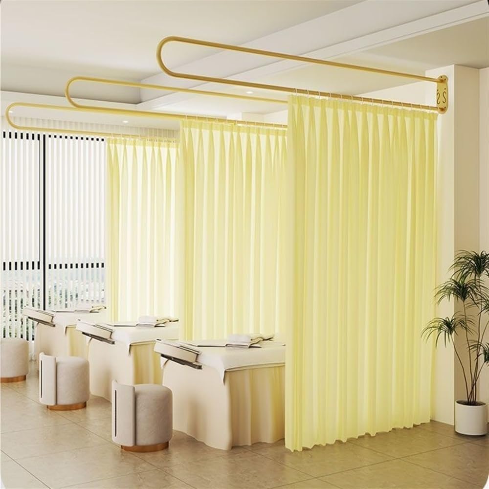 Room Divider Curtains - Blackout Privacy Curtains for Bedroom, Closet, Balcony & Medical Spaces | Ceiling Mount Curtain Track Included | Perfect for Apartments, Fitting Rooms & Beauty Salons (Dark Gray)
