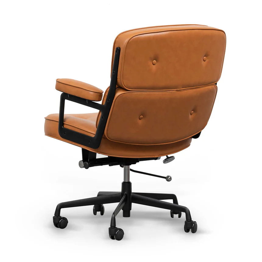 Ergonomic Adjustable Office Leather Chair - Honey Tan - Comfortable Executive Desk Chair for Home & Office Workspace