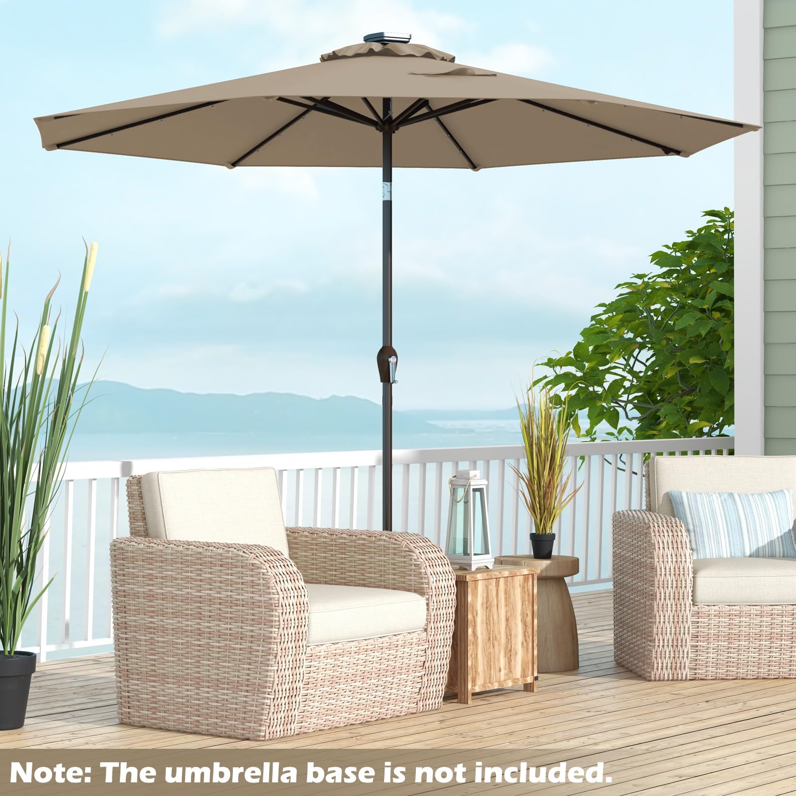 Giantex 9ft/10ft Solar LED Patio Umbrella with Crank & Tilt System - Waterproof Outdoor Market Umbrella for Backyard, Deck, Pool, Beach & Garden Parties | Perfect for Summer BBQs, Picnics & Outdoor Dining