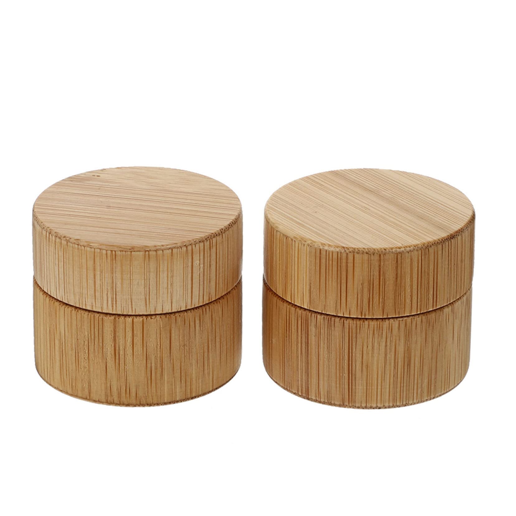 Healeved Bamboo Cream Jars - 2pcs Travel-Sized Empty Makeup Containers for Lotion, Shampoo & Eye Cream | Portable Sample Jars for Skincare, Cosmetics & Toiletries | Perfect for Travel, Gym & Home Organization