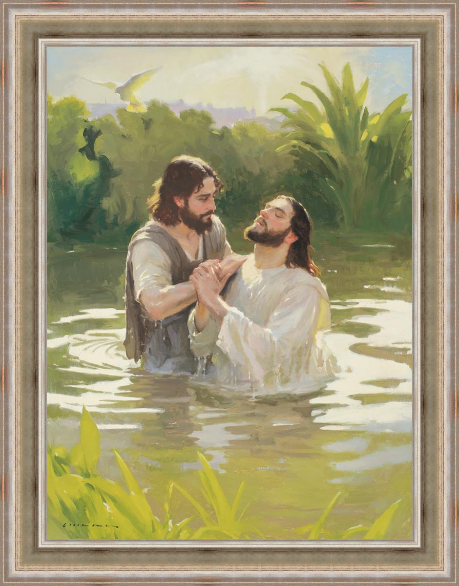 Baptism of The Savior Large Wall Art - Religious Christian Home Decor for Church, Living Room & Office - Inspirational Scripture Painting