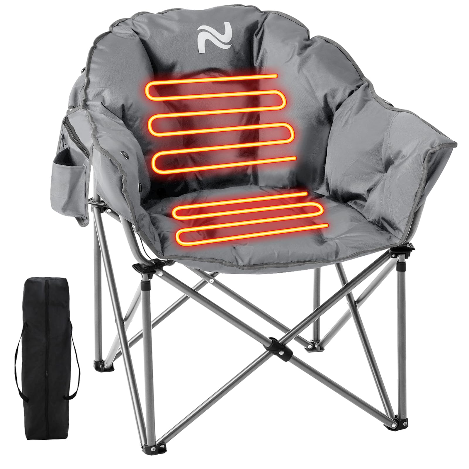 Slsy Oversized Heated Camping Chair - 500 lbs Weight Capacity, Portable Folding Heated Seat for Outdoor Sports, Camping, Picnics & Patio Use - Perfect for Cold Weather Adventures, Backyard Relaxation & Tailgating Parties