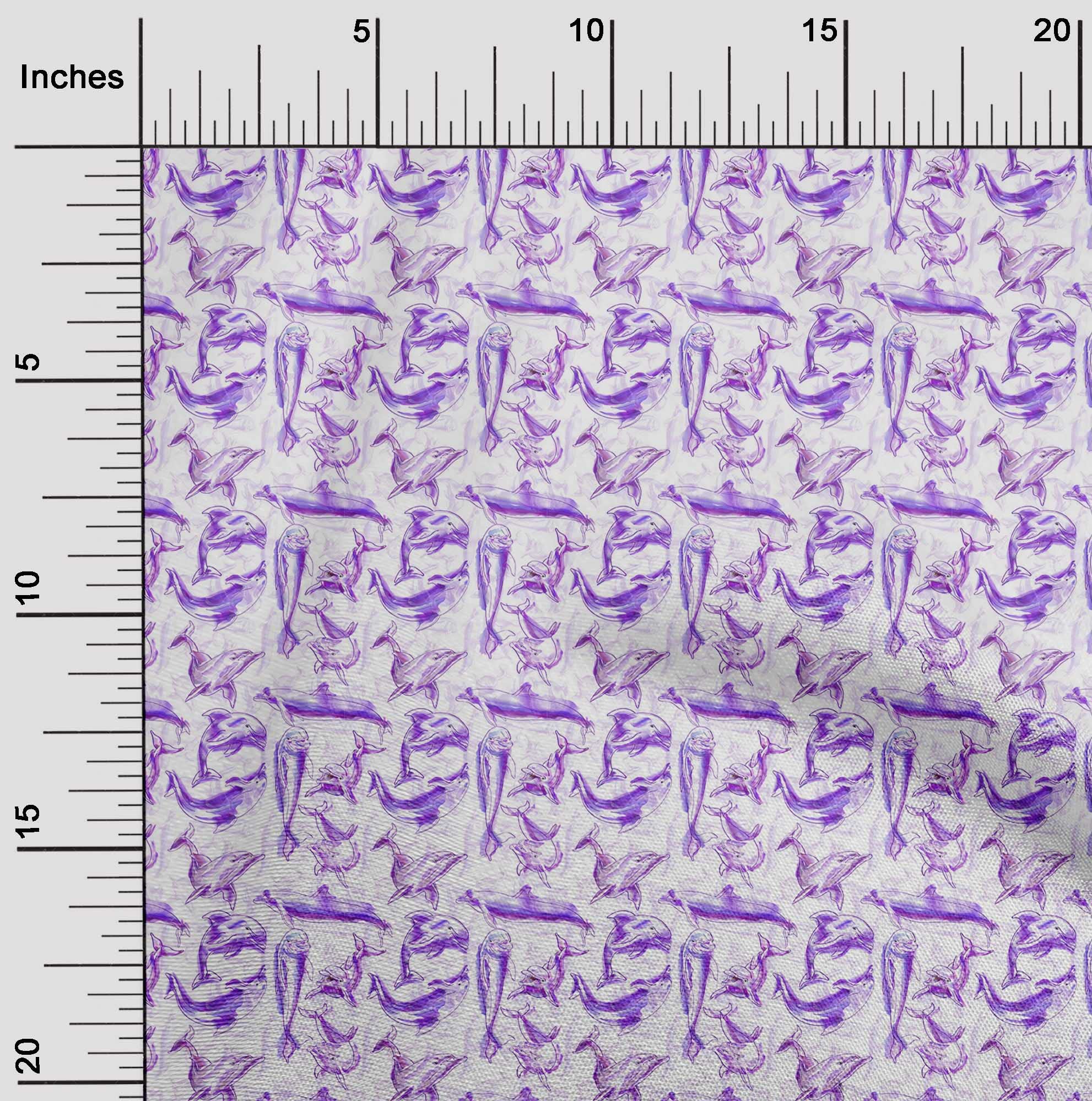 oneOone Velvet Purple Fabric Dolphin Print - 58 Inch Wide DIY Sewing Material for Clothing, Crafts & Home Decor | Soft & Durable Fabric by The Yard