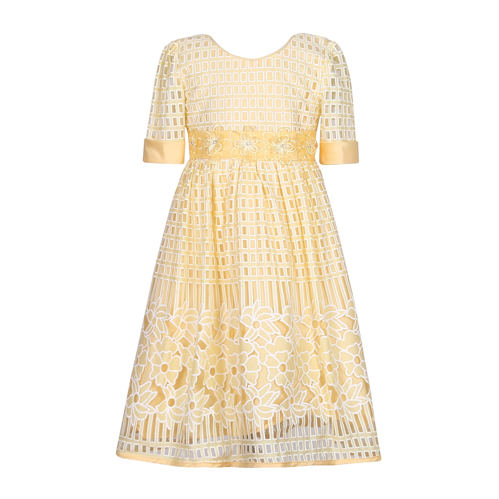 Richie House Girls' Princess Solid Dress with Adjustable Belt | Formal & Party Wear for Kids Ages 3-10 Years | Perfect for Birthday, Wedding & Special Occasions | RH2603