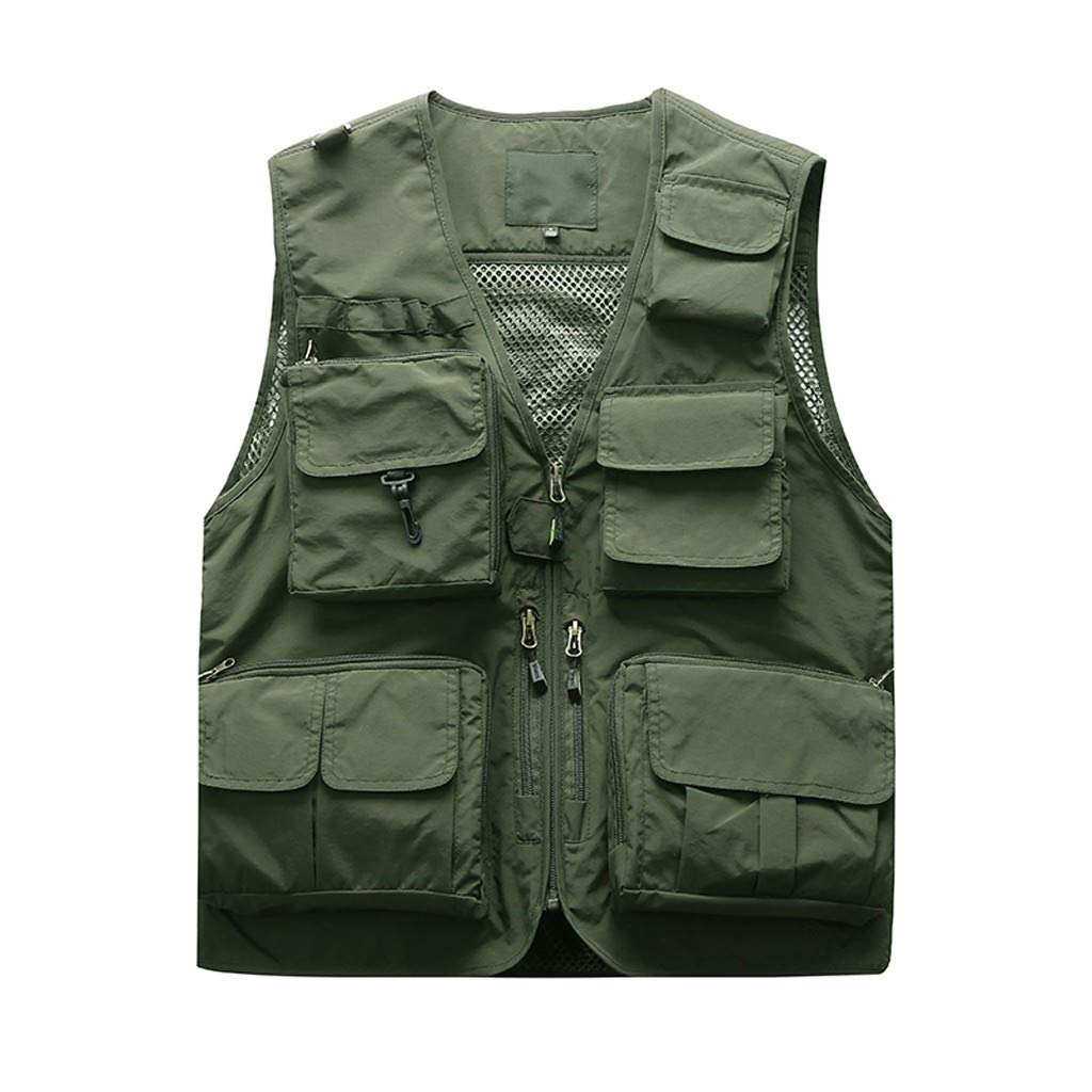 Men's Outdoor Photography Vest - Lightweight Mesh Sleeveless Jacket with Multiple Pockets for Camera Gear - Perfect for Hiking, Travel & Wildlife Photography