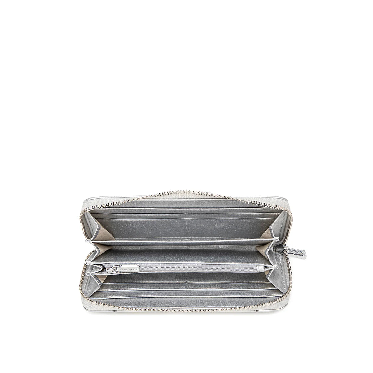 Mae Zip Wallet Bag in Silver Pebbled Leather - Stylish and Secure Crossbody Purse for Women, Perfect for Travel, Shopping, and Everyday Use
