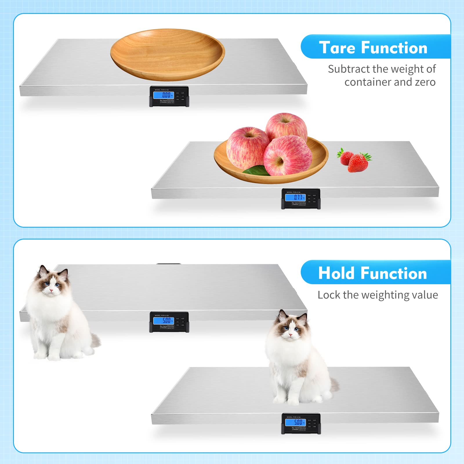 Heavy Duty Digital Veterinary Scale 440LB - Large 41x20.8 Inch Platform Scale with Power Adapter for Livestock, Pets, Cats, Dogs & Cattle | Perfect for Vet Clinics, Farms, and Animal Weighing Stations