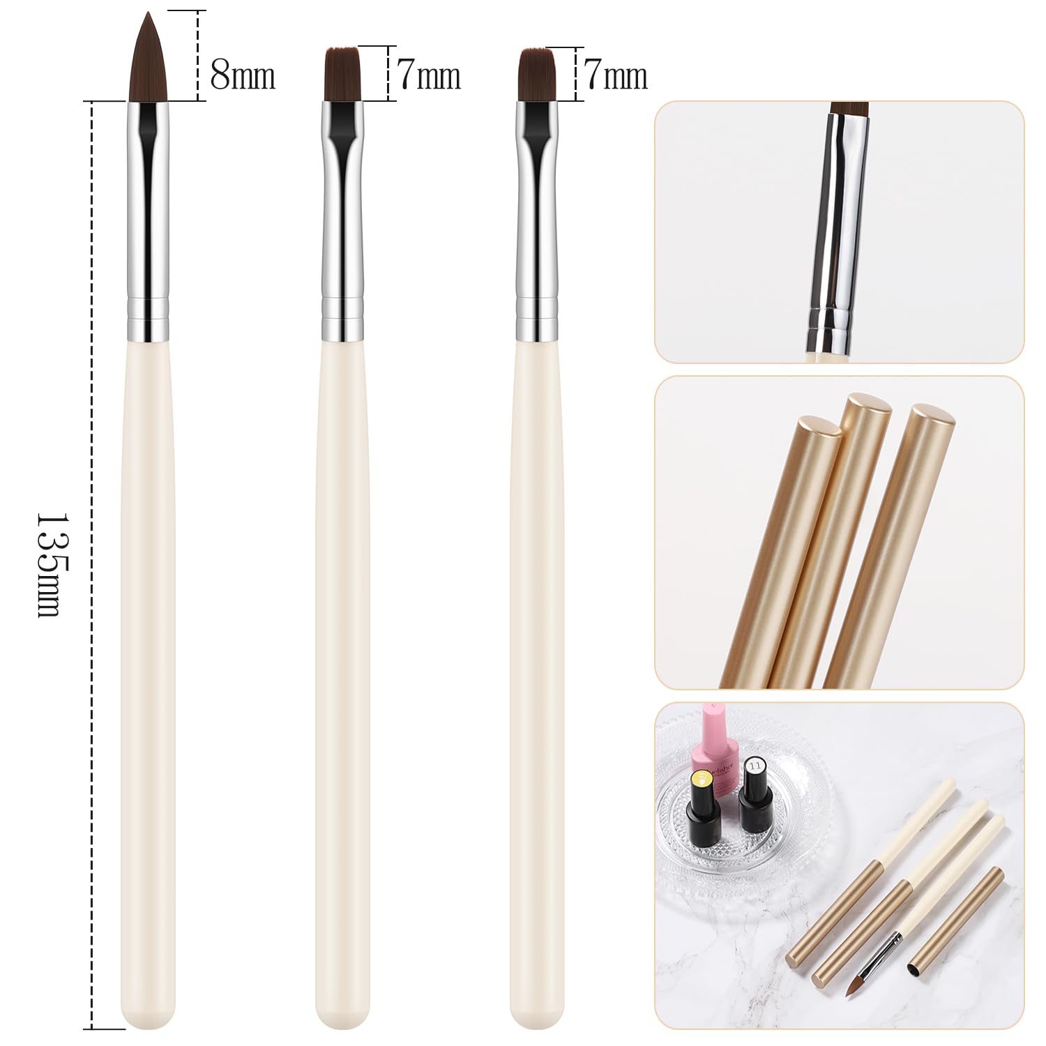 JASSINS 3PCS Professional Gel Nail Clean Up Brushes - Nail Polish Remover & Manicure Tools for DIY Nail Design, Painting & Cuticle Cleanup | Perfect for Salon, Home Manicure & Nail Art Enthusiasts