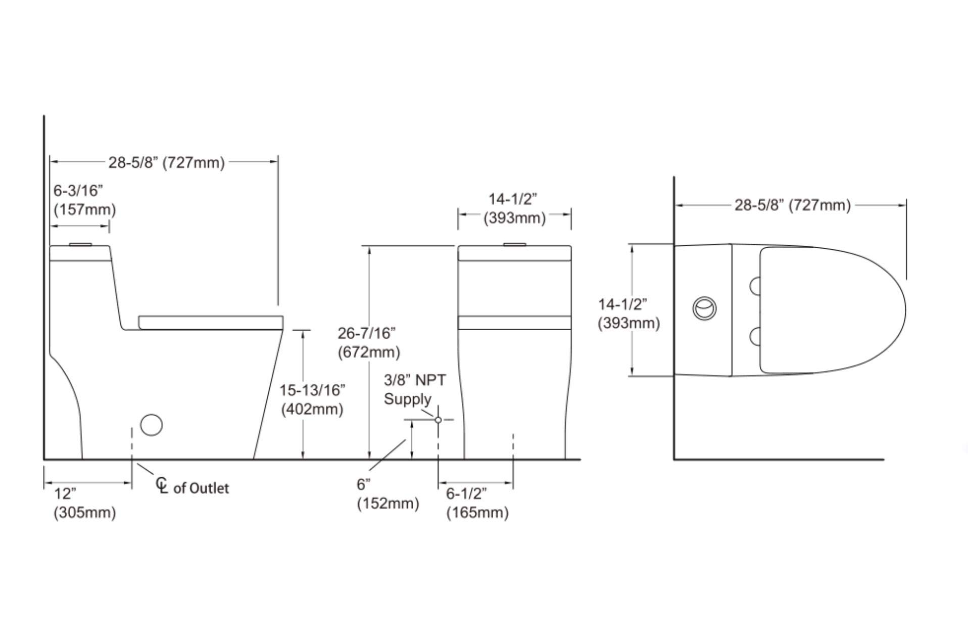Kingsman One Piece Elongated Toilet with Dual Flush 1.2/1.6 GPF & Soft Close Seat - Modern Water Saving Design for Bathroom & Powder Room - Pure White MJ80 | Perfect for Contemporary Homes & Commercial Spaces