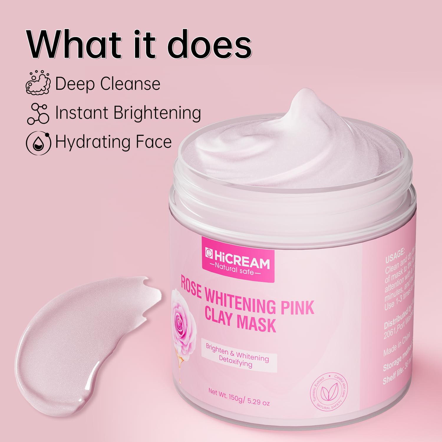 Dead Sea Mud Mask & Rose Clay Facial Mask - Deep Cleansing & Detoxifying for Acne, Blackheads & Oily Skin - Spa Quality Skincare for Glowing Complexion at Home