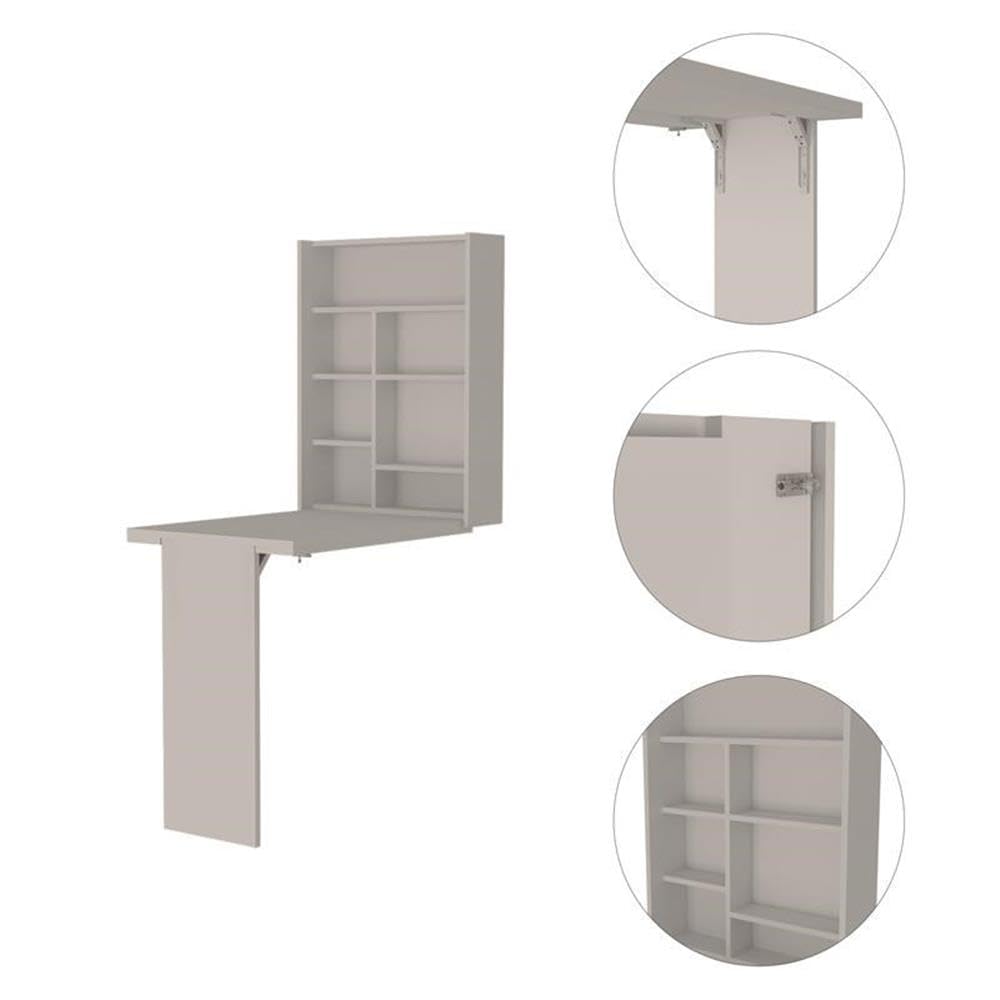 Tuhome White Foldable Wall Desk - Space-Saving for Small Rooms