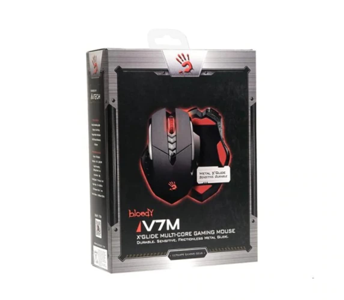 Bloody V7M Wired Gaming Mouse with 3200 DPI, 7 Programmable Buttons, RGB Backlit - Perfect for FPS, MOBA, and MMO Gaming on PC & Laptop