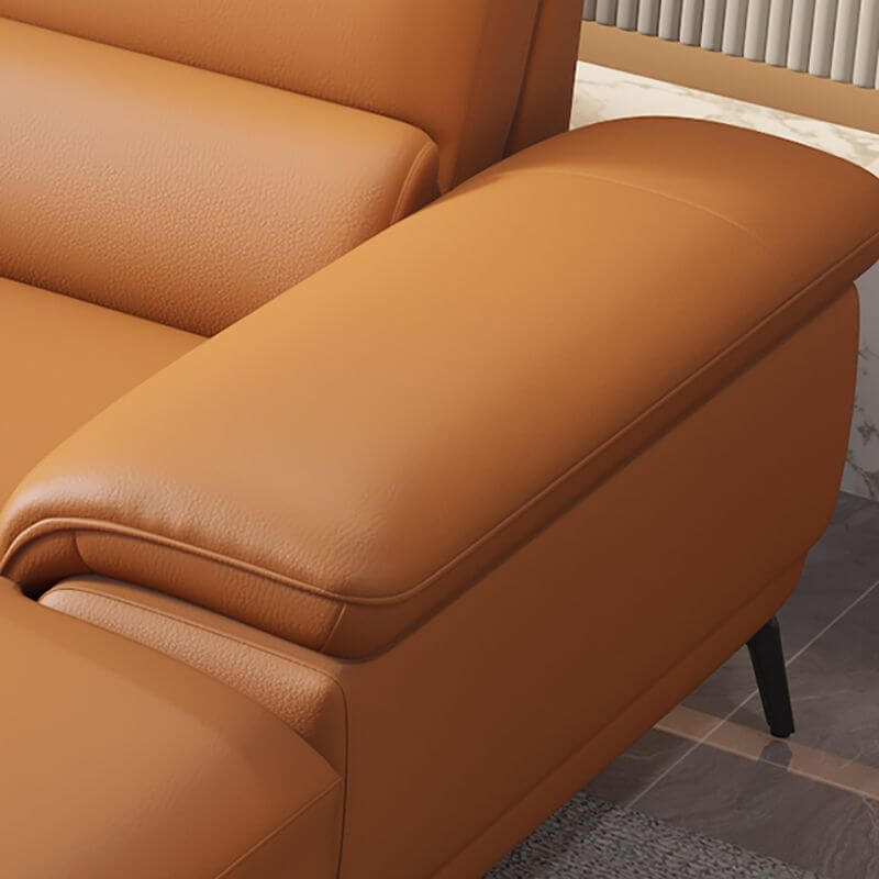 Modern Leather Cushion Back Modular Sofa Set - Pillow Top Arm Sofa for Living Room, Lounge & Home Theater - Comfortable Sectional Couch for Relaxing & Entertaining