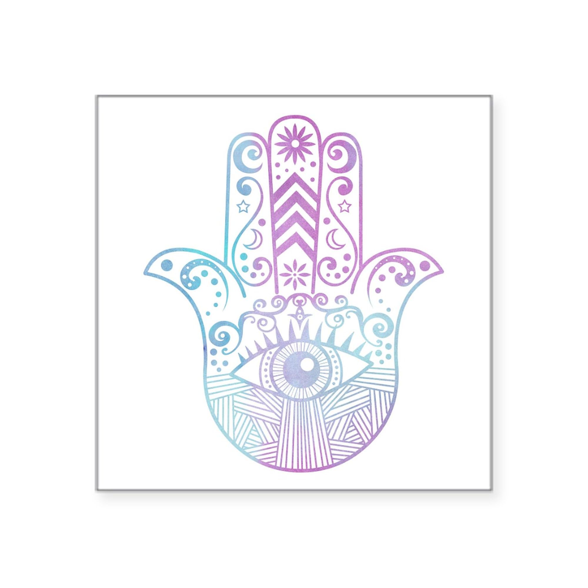 Hamsa Hand Purple and Blue Car Sticker - Waterproof Vinyl Bumper Decal for Cars, Laptops, Windows - Spiritual Protection & Stylish Decor