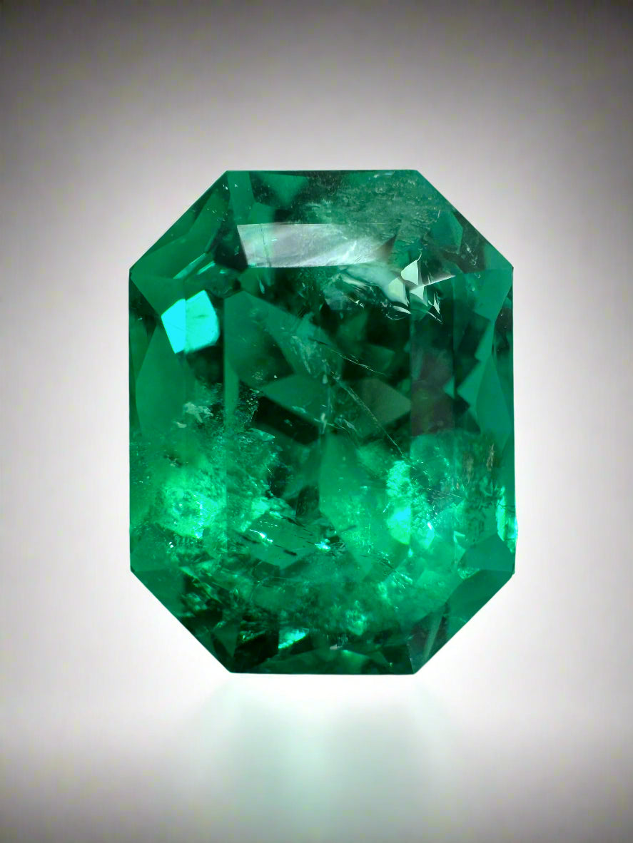 5.21 Carat 11.5x9mm Vivid Bluish Green Emerald Cut Colombian Emerald Gemstone with Clipped Corners - Perfect for Engagement Rings, Fine Jewelry & Collector's Pieces