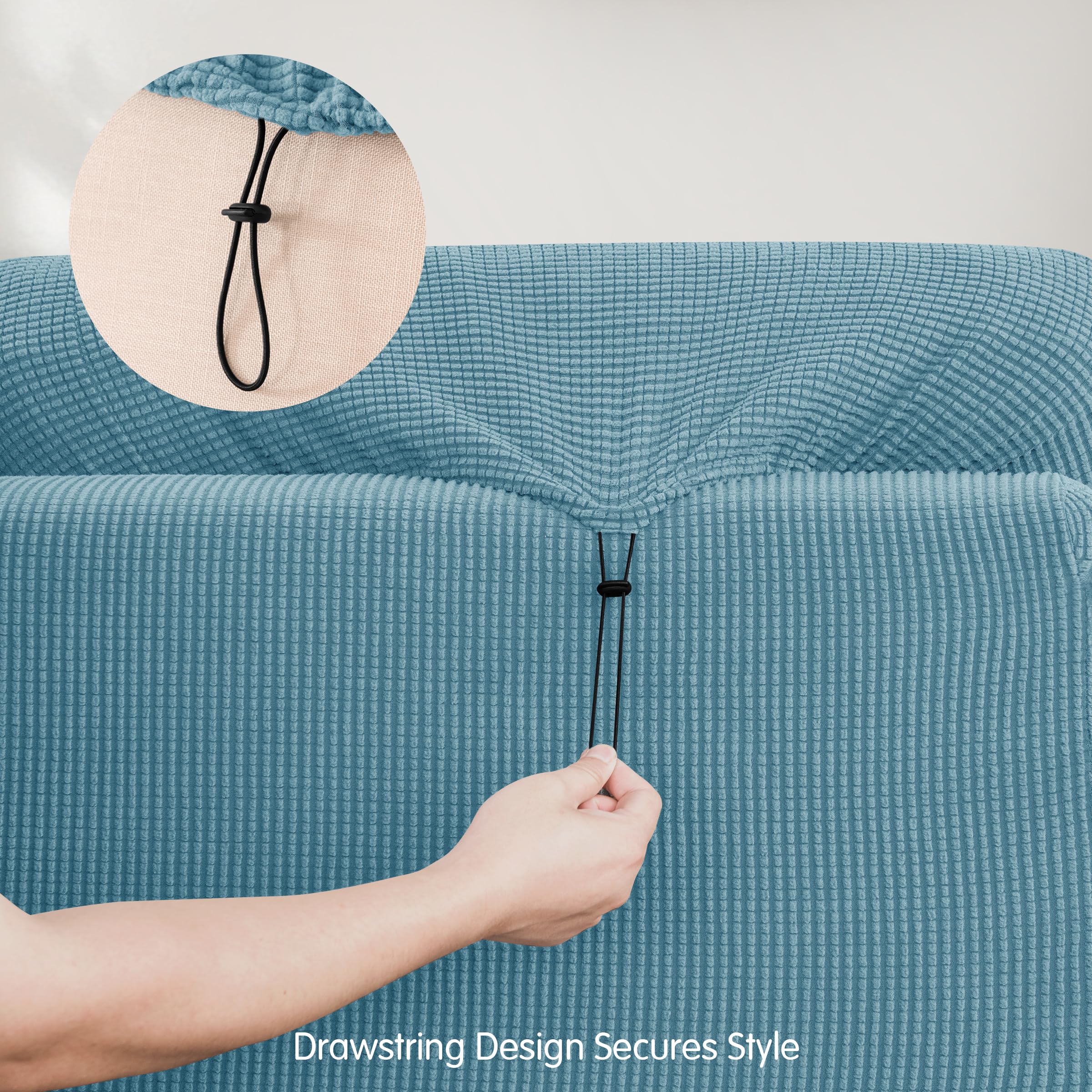 SUBRTEX 7-Piece Stretch Sofa Slipcover Set - Washable Couch Cover for 3-Cushion Sofas with Individual Backrest Covers, Steel Blue (Large) - Perfect for Living Room Furniture Protection & Home Decor Upgrade