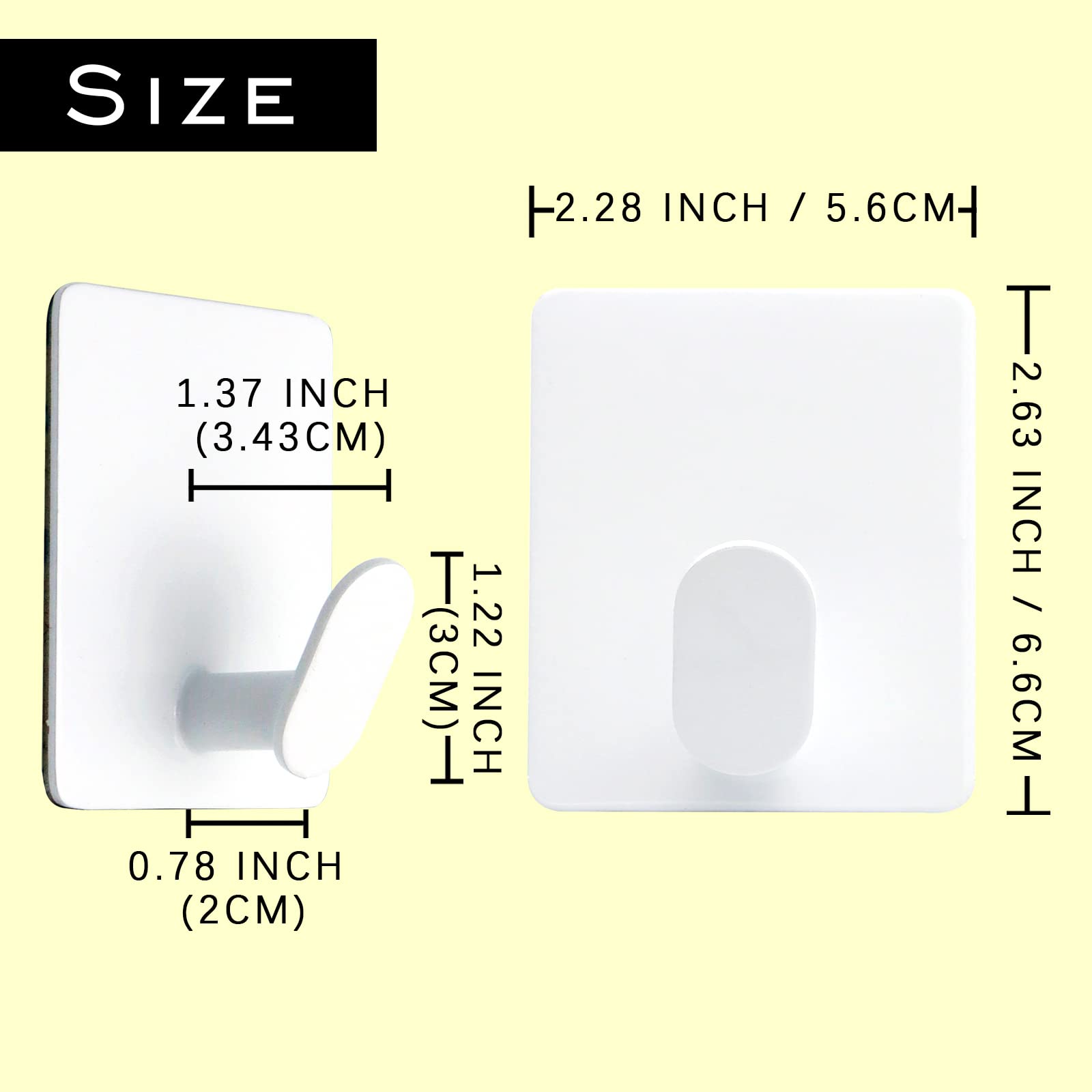 Stainless Steel Adhesive Hooks - 4 Pack White Wall Hooks for Bathroom, Kitchen & Entryway - Heavy Duty Towel Hooks, Coat Hooks & Utility Hooks - Perfect for Hanging Clothes, Hats, Robes, Bags, Keys & Shower Accessories