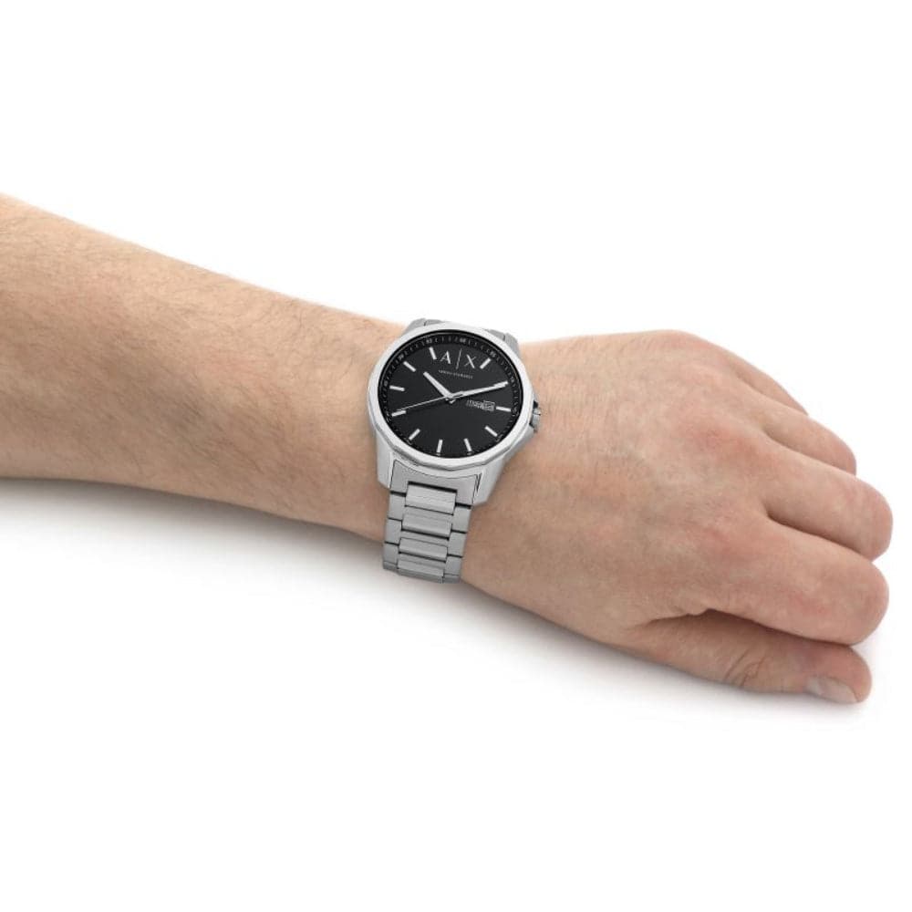 Armani Exchange AX1733 Men's Watch - Black Dial, Silver Stainless Steel Strap for Business & Casual Wear | Water Resistant & Durable Design