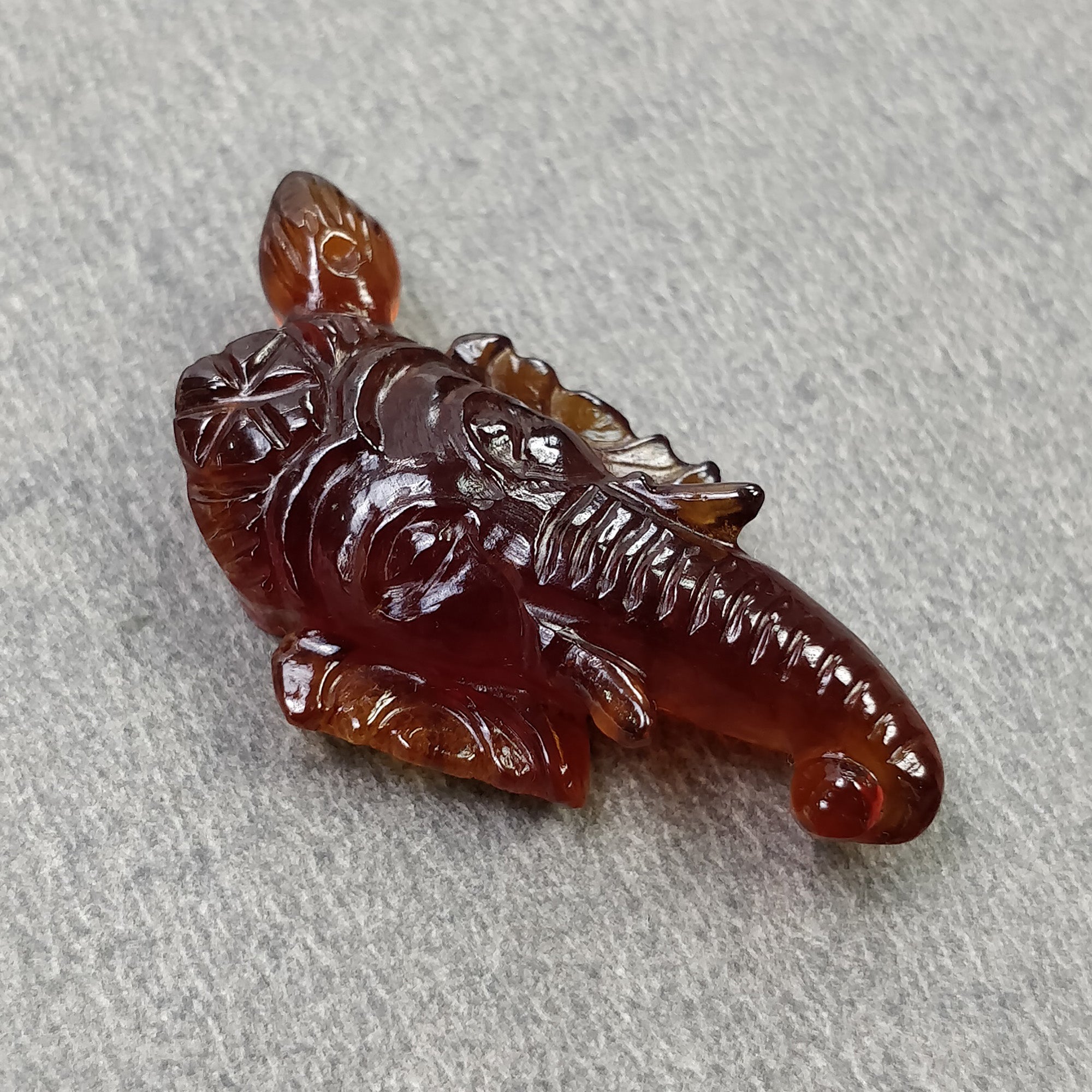 Natural Hessonite Garnet Gemstone Carving - 26.60cts Untreated Hand Carved Lord Ganesha 30x16mm | Spiritual Gift, Meditation Aid & Home Decor | Video Included