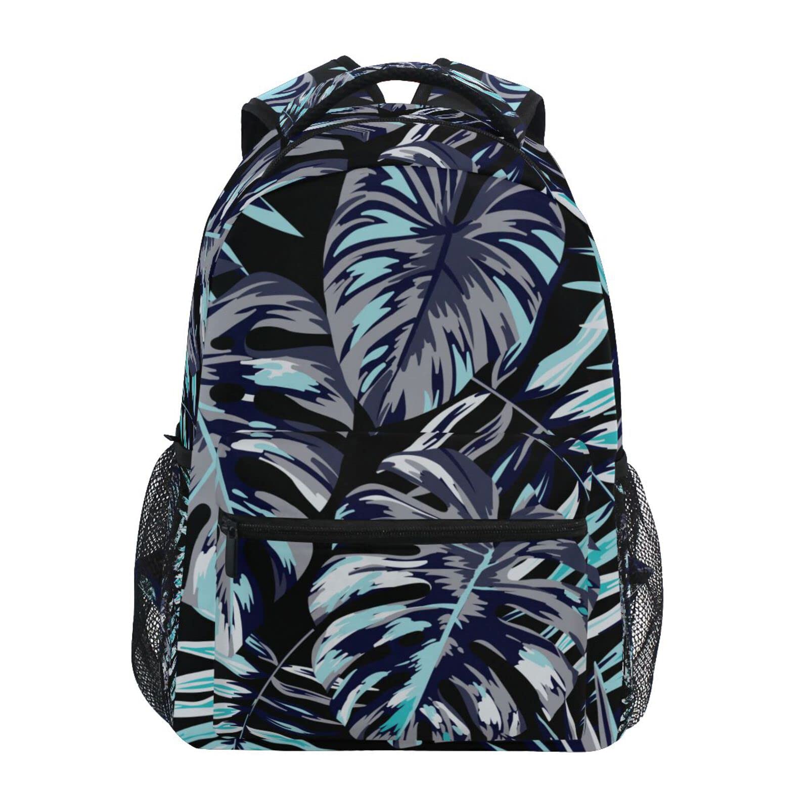ACPIGGTO Backpack - Lightweight Daypack Shoulder Bag for Gym, Sports & Travel - Navy Blue with Tropical Palm Leaves Design - Unisex Casual Backpack for Men & Women - Perfect for Workout, Hiking, School & Daily Commute