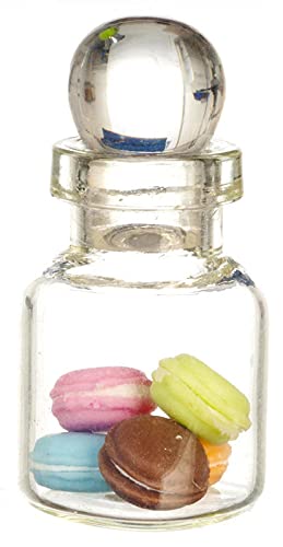 Mini Glass Jar with Macarons - Dollhouse Miniature Food Decor for DIY Crafts, Fairy Gardens & Miniature Scenes