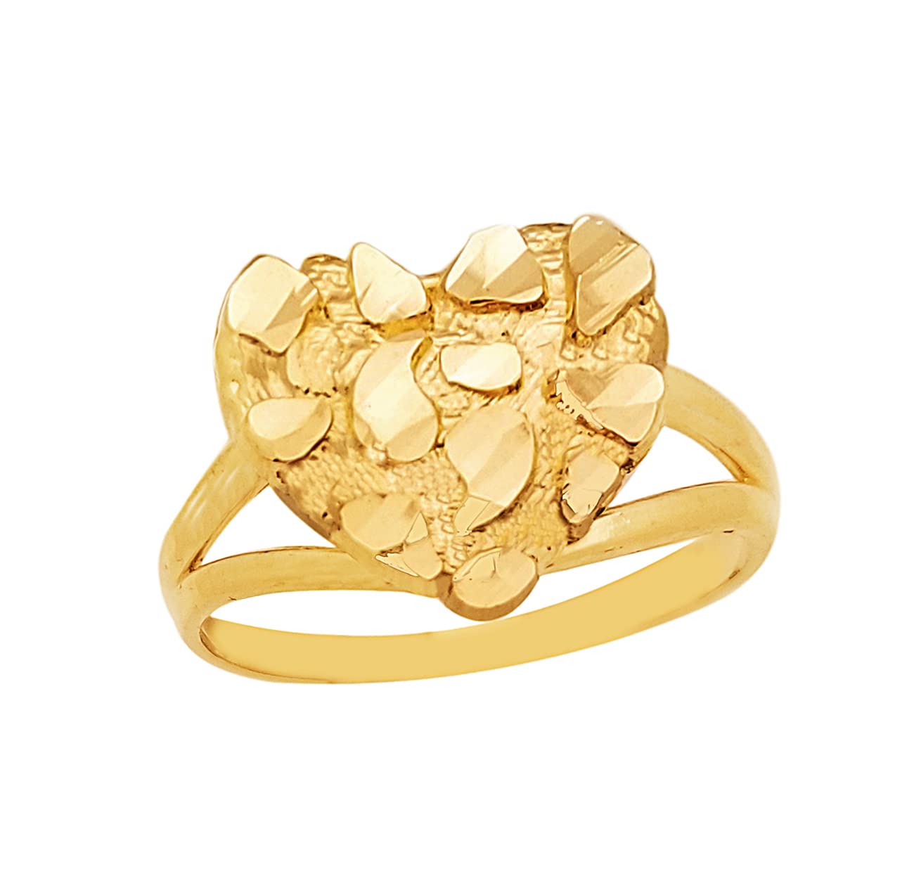 10K Solid Gold Heart Nugget Ring for Women - Elegant & Durable Jewelry Gift for Valentine's Day, Anniversary or Special Occasions