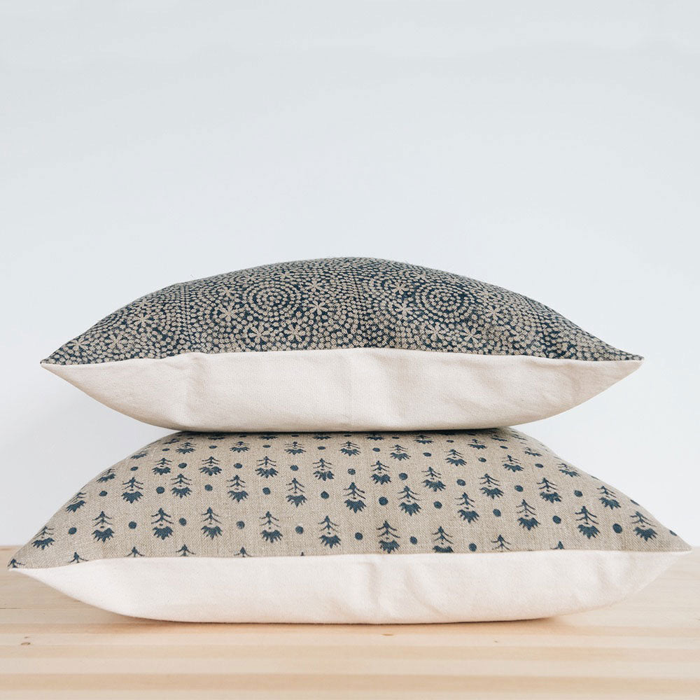 Handmade Linen Block Printed Pillow Cover No. 0520 - Bohemian Home Decor for Living Room, Bedroom & Sofa