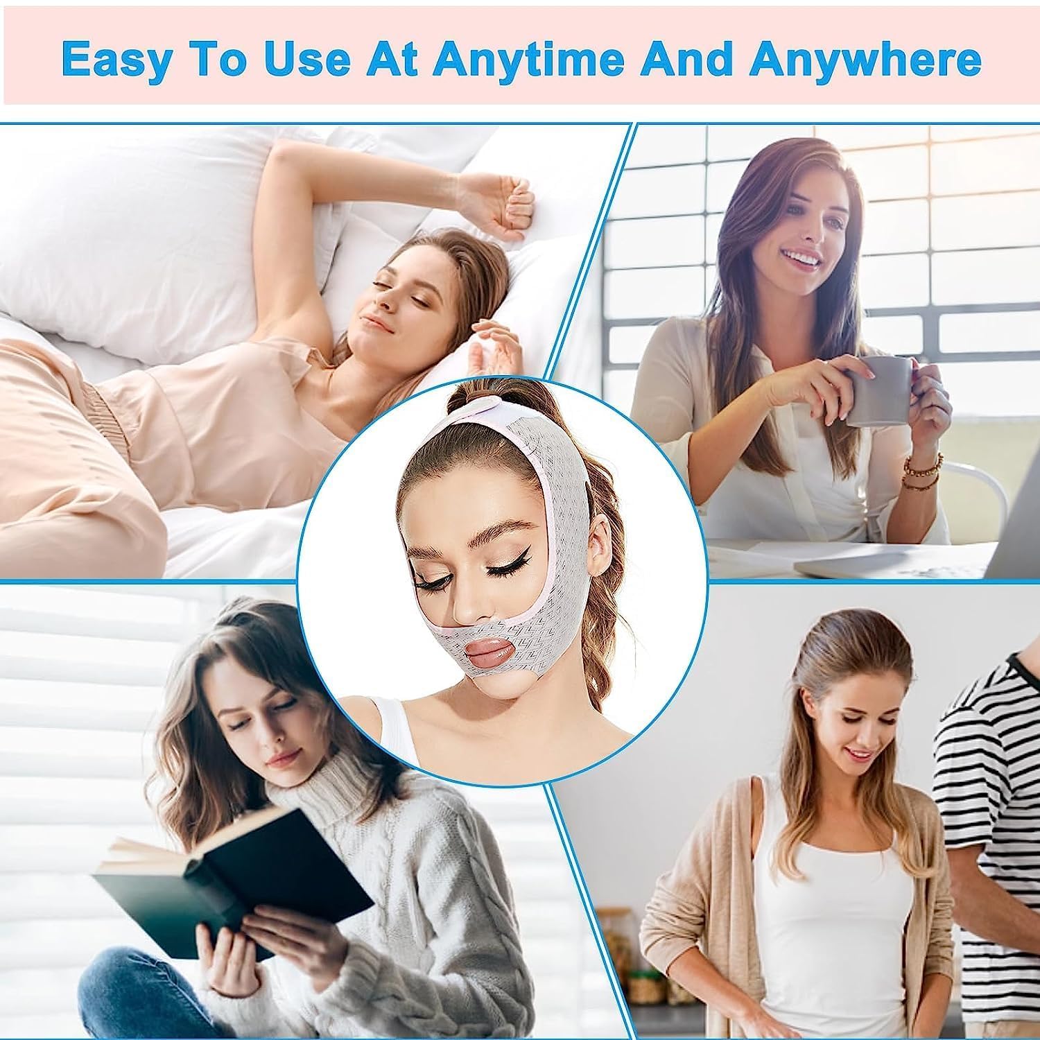 Facial Slimming Strap - Double Chin Reducer & V-Line Lifting Mask for Face Slimming & Chin Up - Reusable Face Lifting Belt for Nasolabial Folds - Perfect for Home Spa, Workout & Beauty Routine