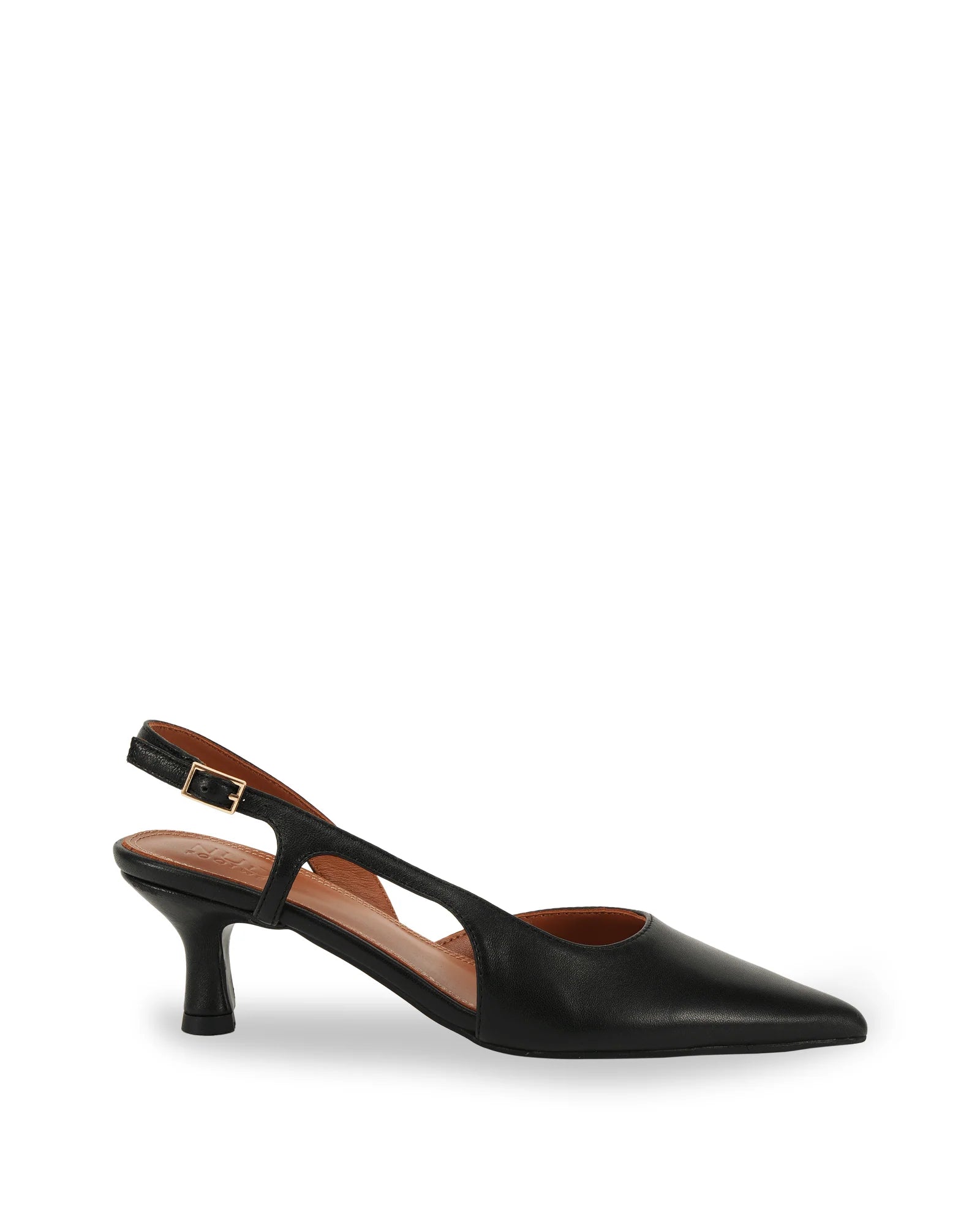 Kaylee Black Leather Pointed Toe Low Heel Pumps for Women - Comfortable Office Work Shoes & Evening Party Dress Shoes